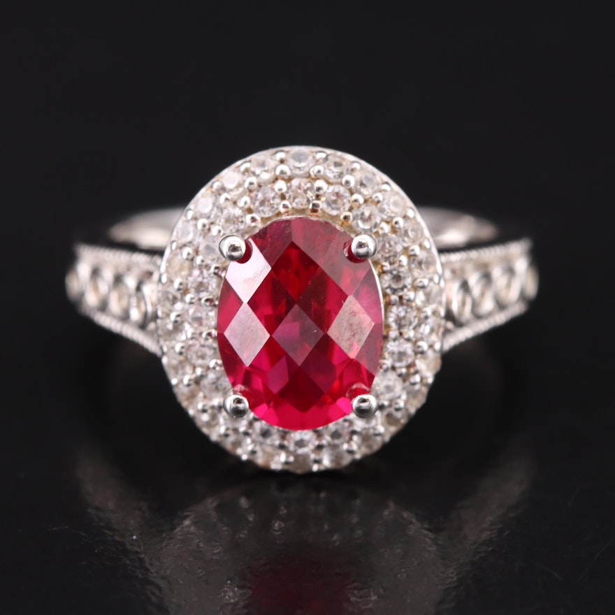 Sterling Ruby and White Sapphire Ring