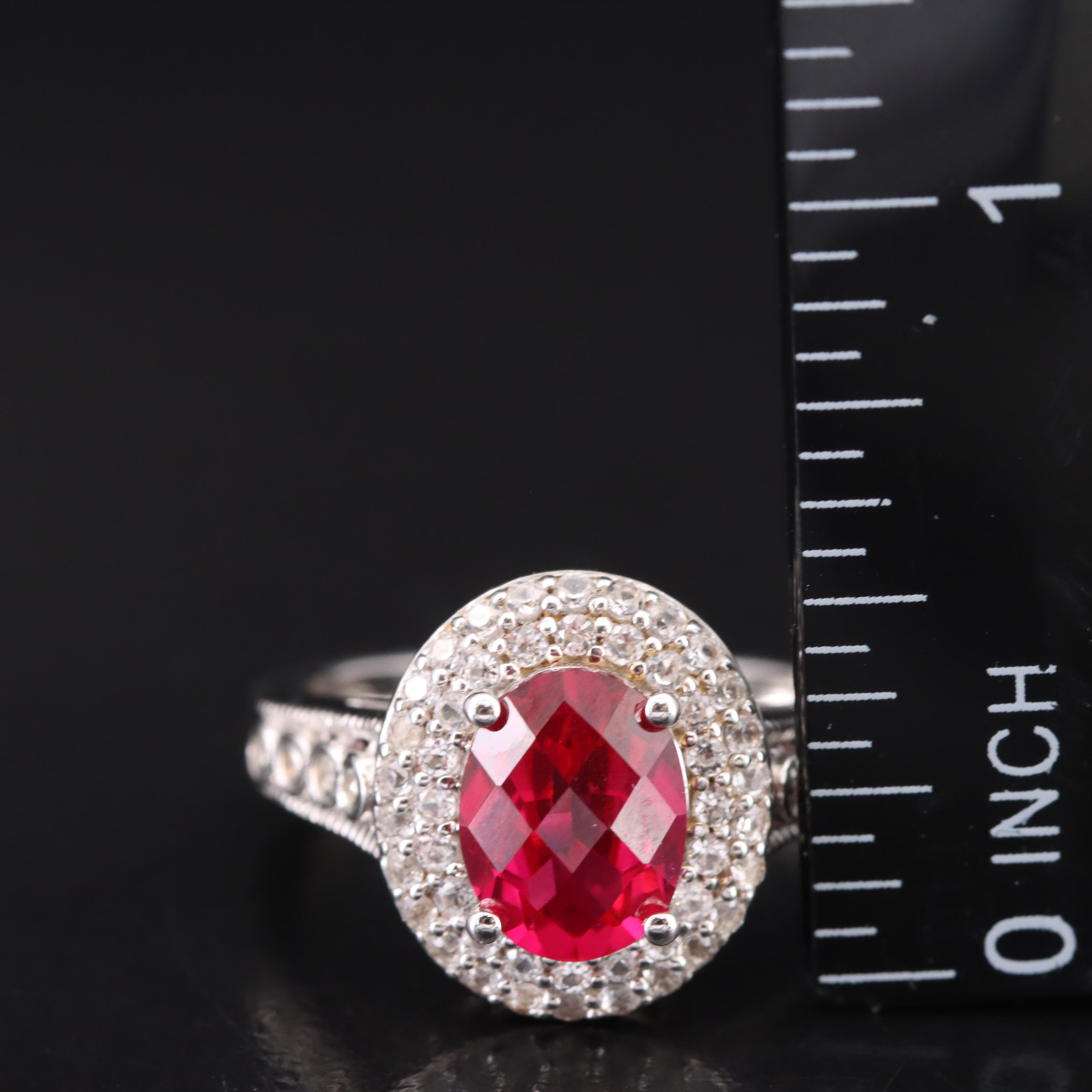 Sterling Ruby and White Sapphire Ring