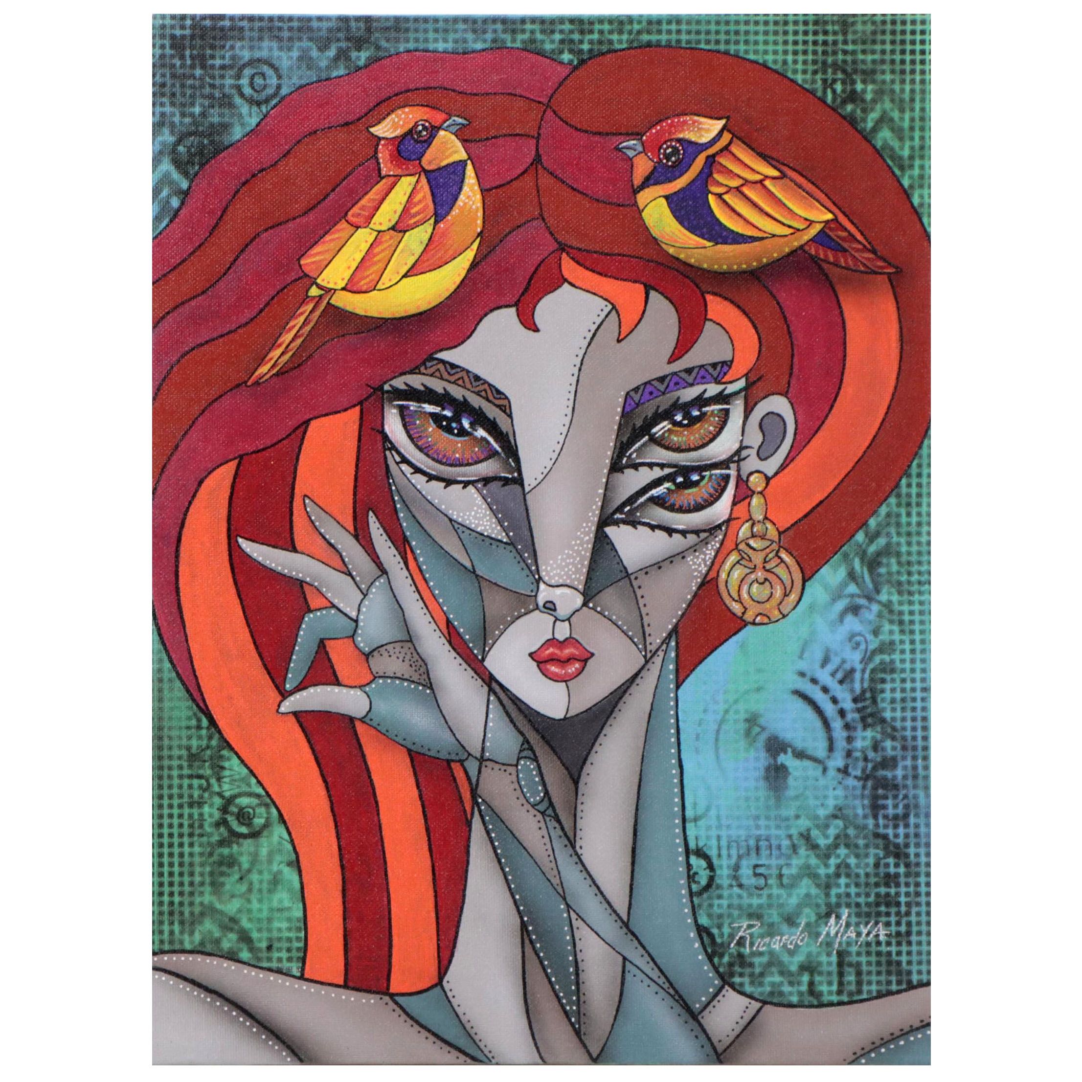 Ricardo Maya Acrylic Portrait, 21st Century