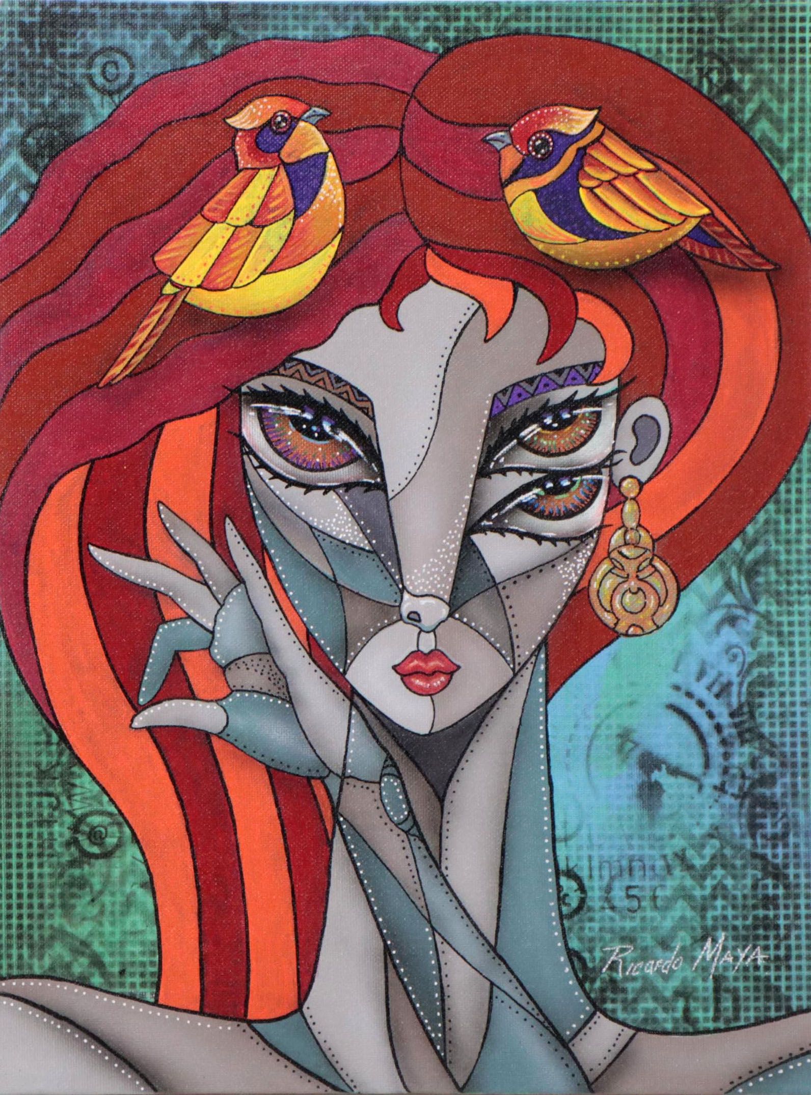 Ricardo Maya Acrylic Portrait, 21st Century