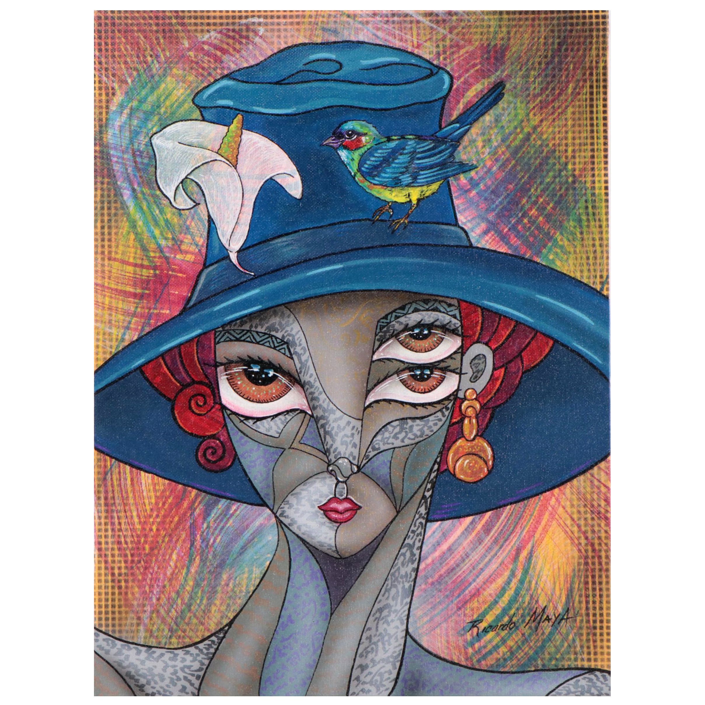 Ricardo Maya Acrylic Portrait, 21st Century