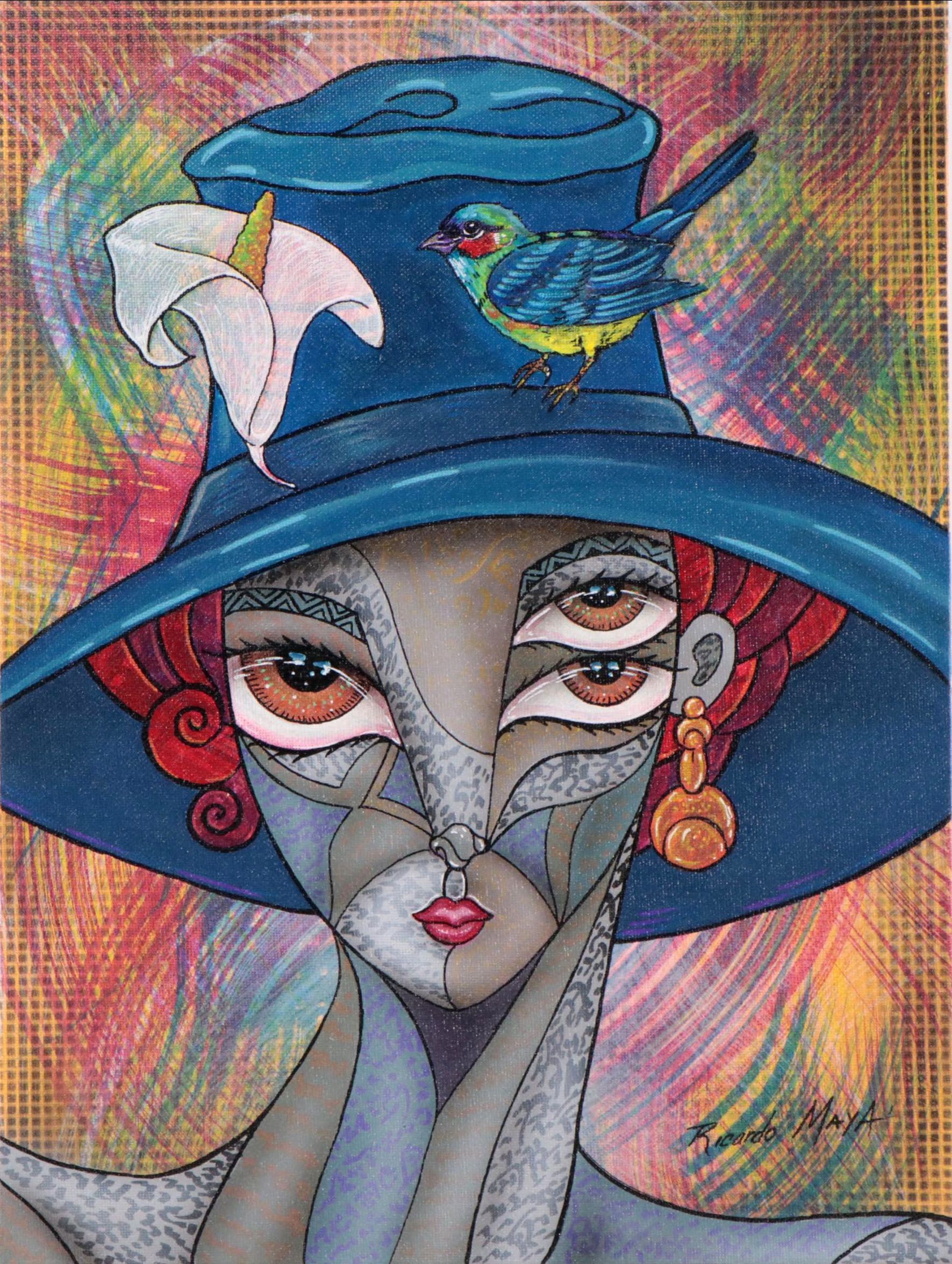 Ricardo Maya Acrylic Portrait, 21st Century