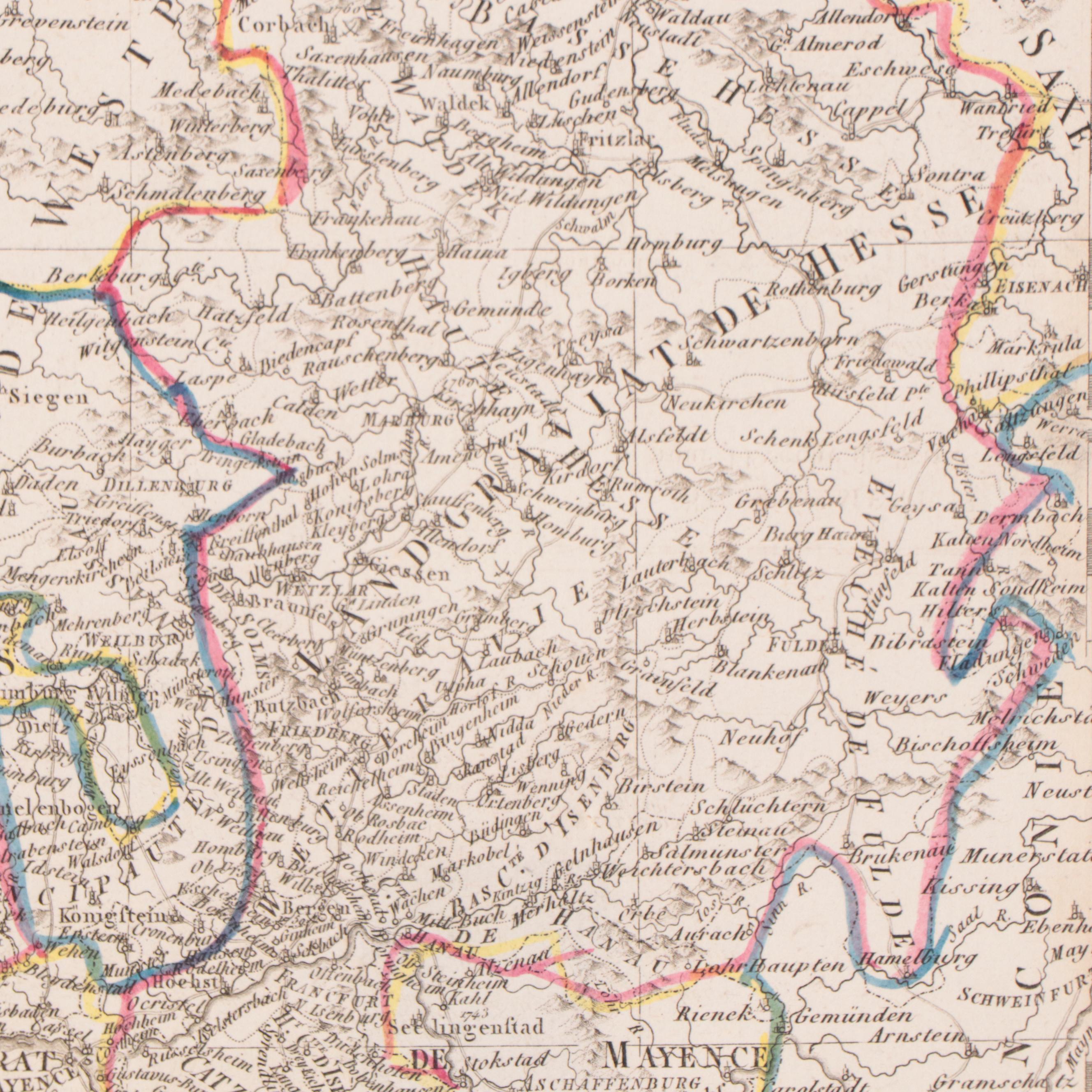 Rigobert Bonne Hand-Colored Map "Cercle du Haut Rhin," 1790