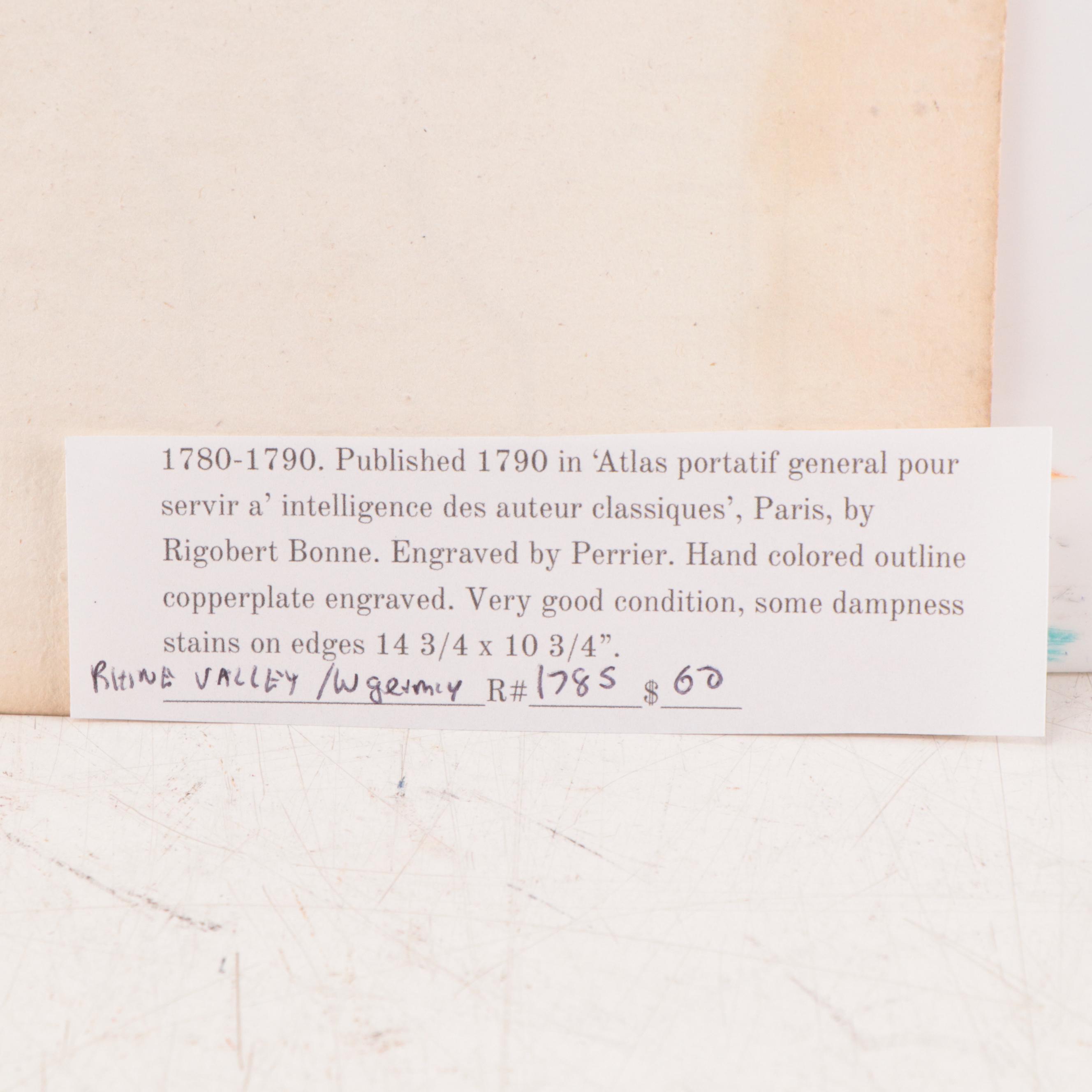 Rigobert Bonne Hand-Colored Map "Cercle du Haut Rhin," 1790