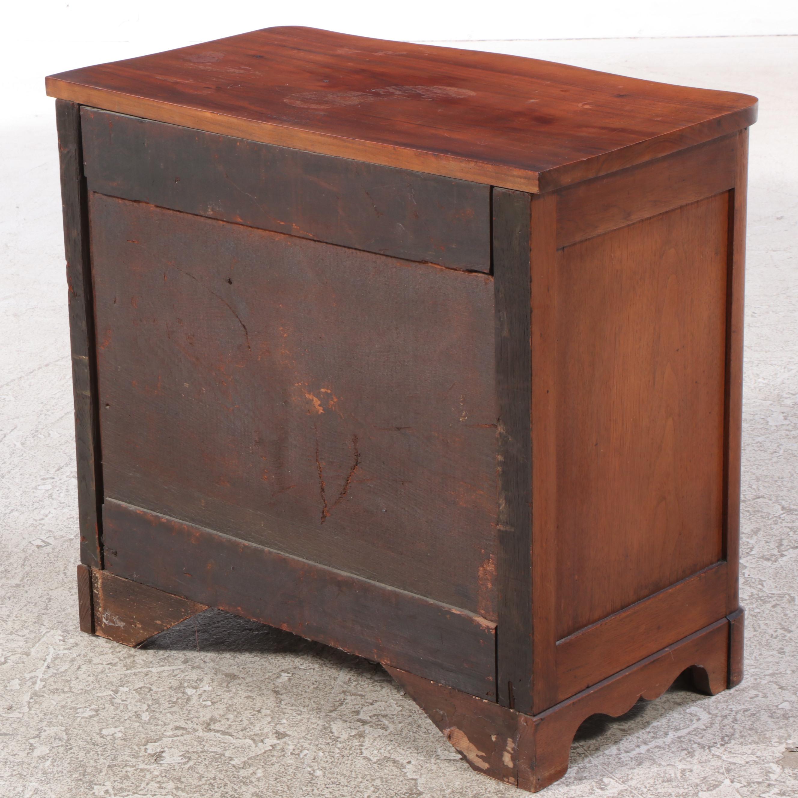 American Rococo Revival Walnut Three-Drawer Serpentine Bedside Chest