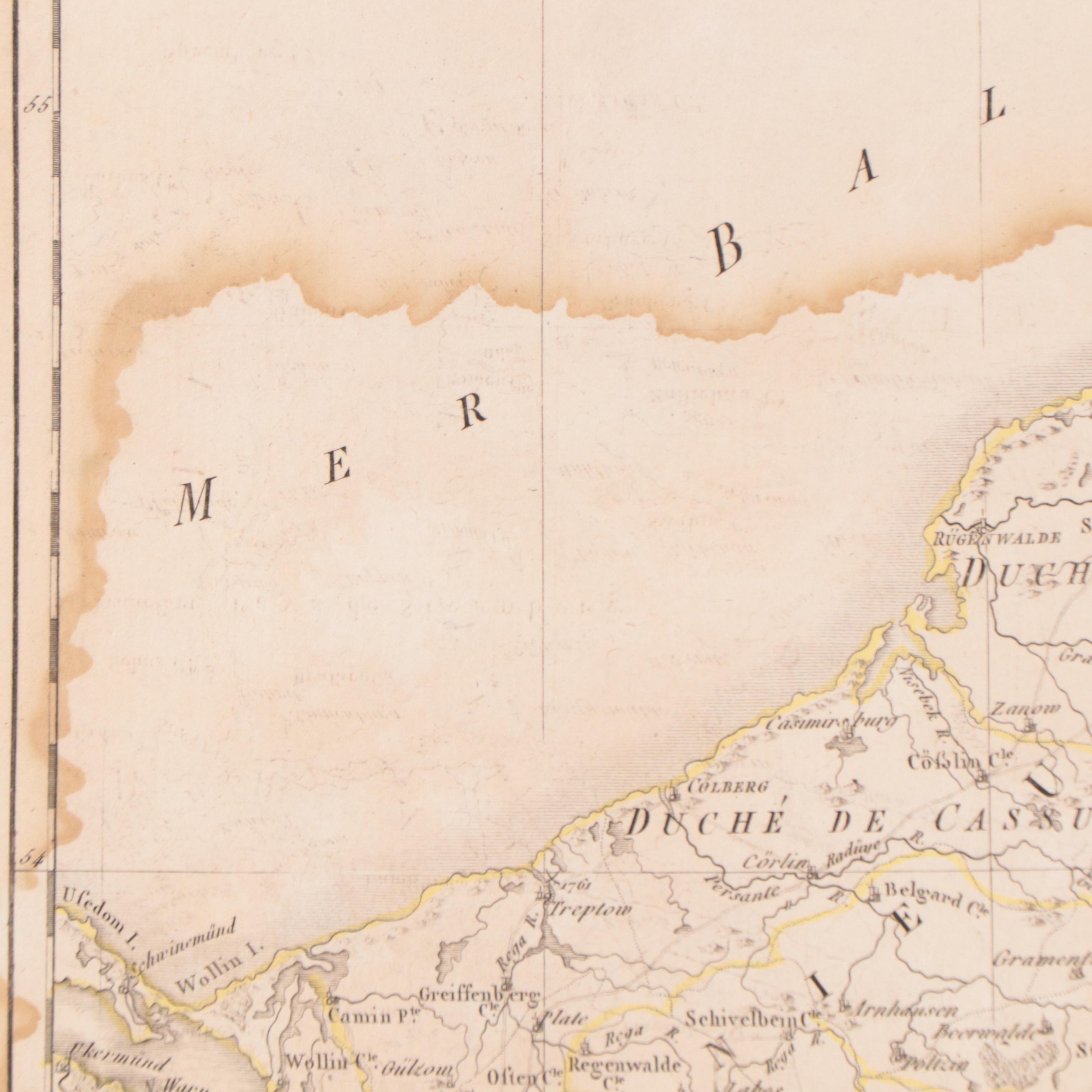 Rigobert Bonne Hand-Colored Map "Le Nord du Cercle de la Haute Saxe. Partie Est"