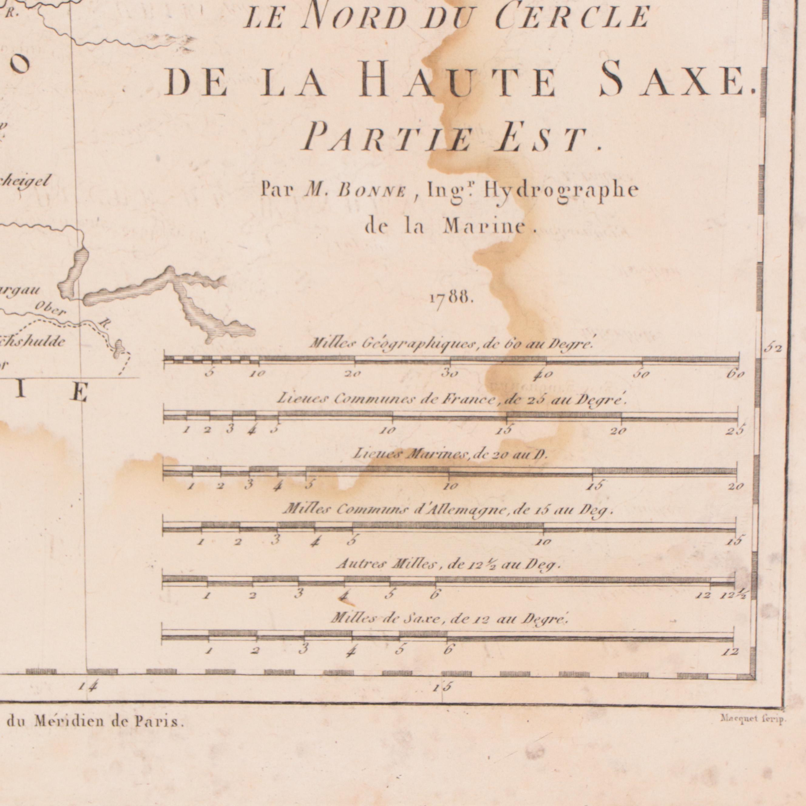 Rigobert Bonne Hand-Colored Map "Le Nord du Cercle de la Haute Saxe. Partie Est"