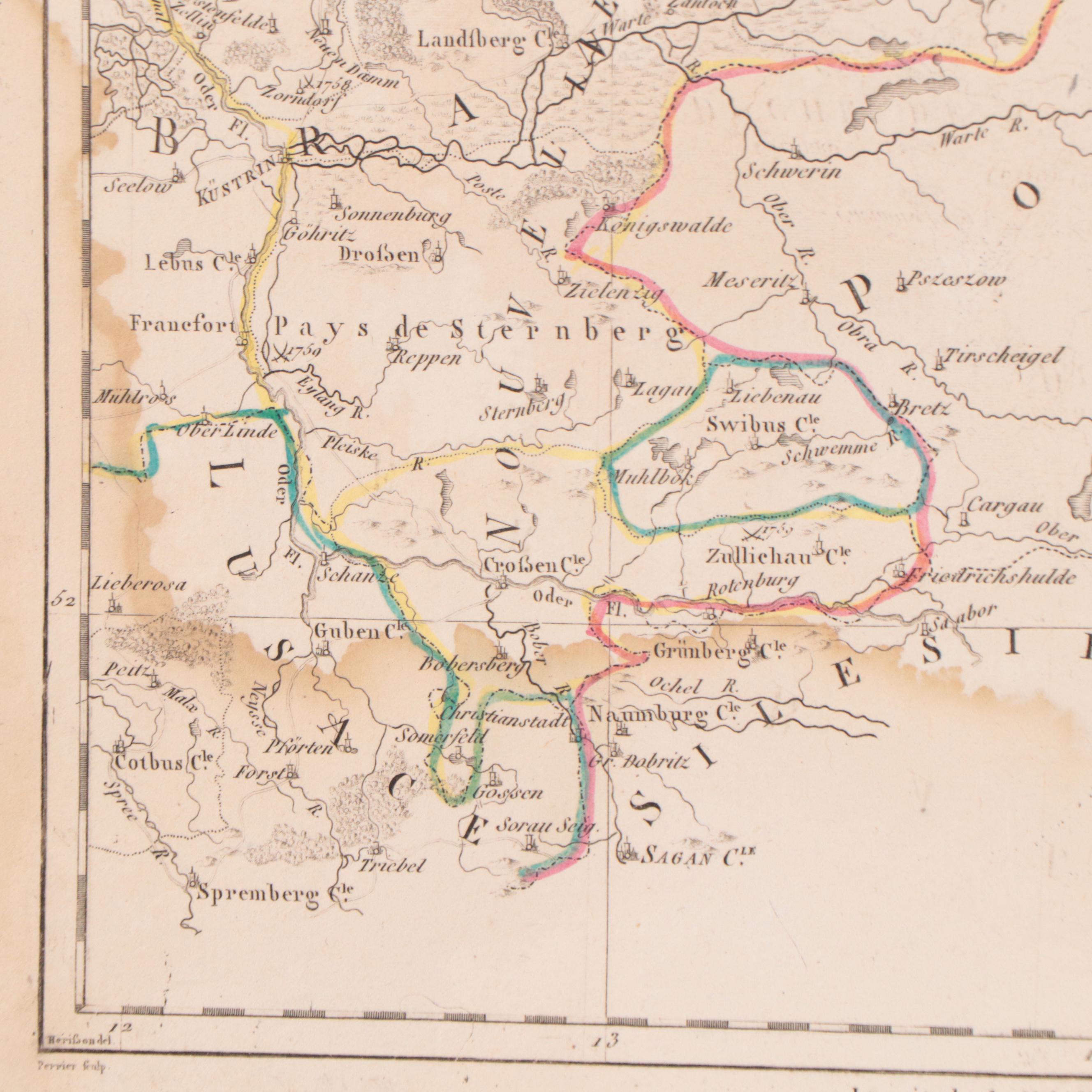 Rigobert Bonne Hand-Colored Map "Le Nord du Cercle de la Haute Saxe. Partie Est"