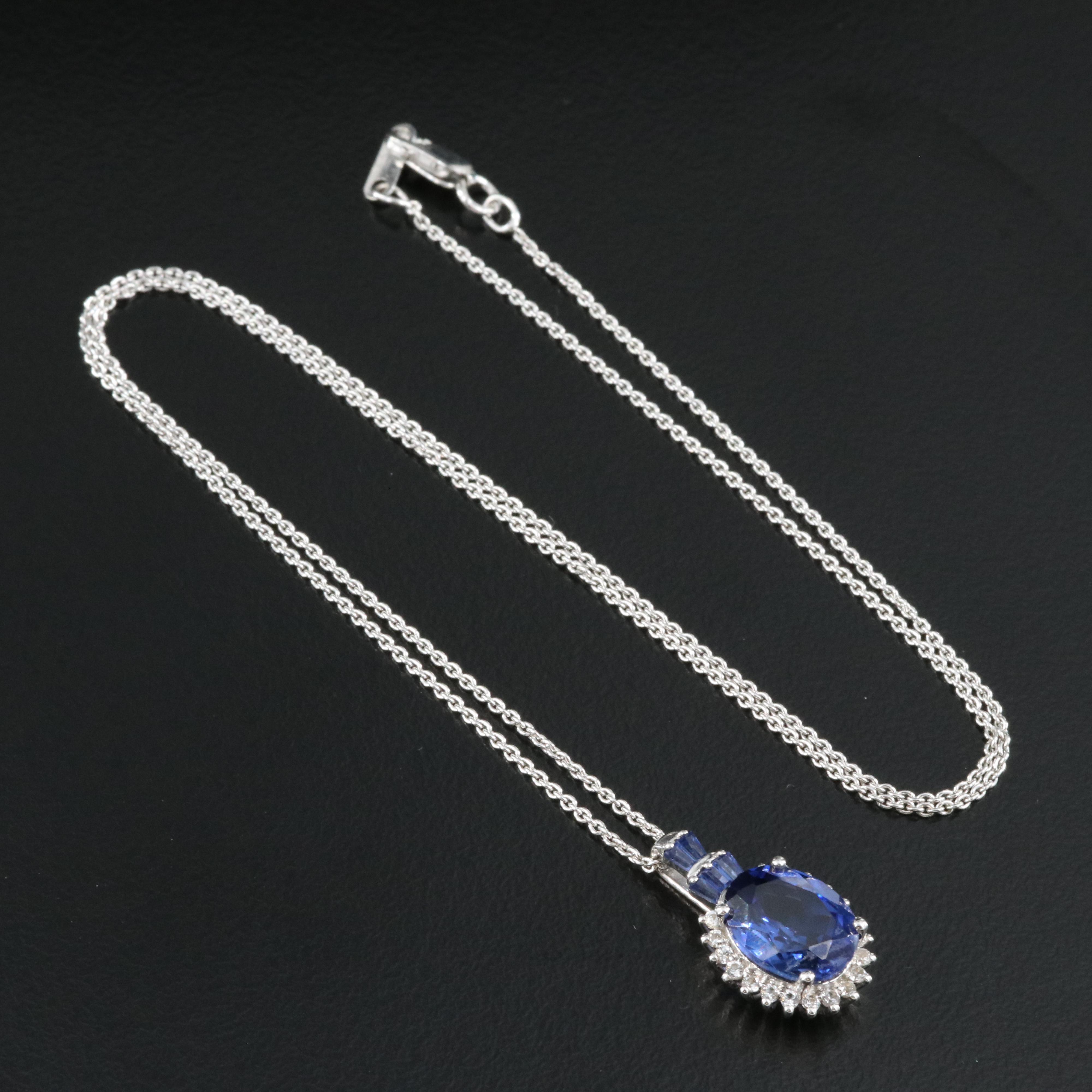 Sterling Sapphire Pendant Necklace