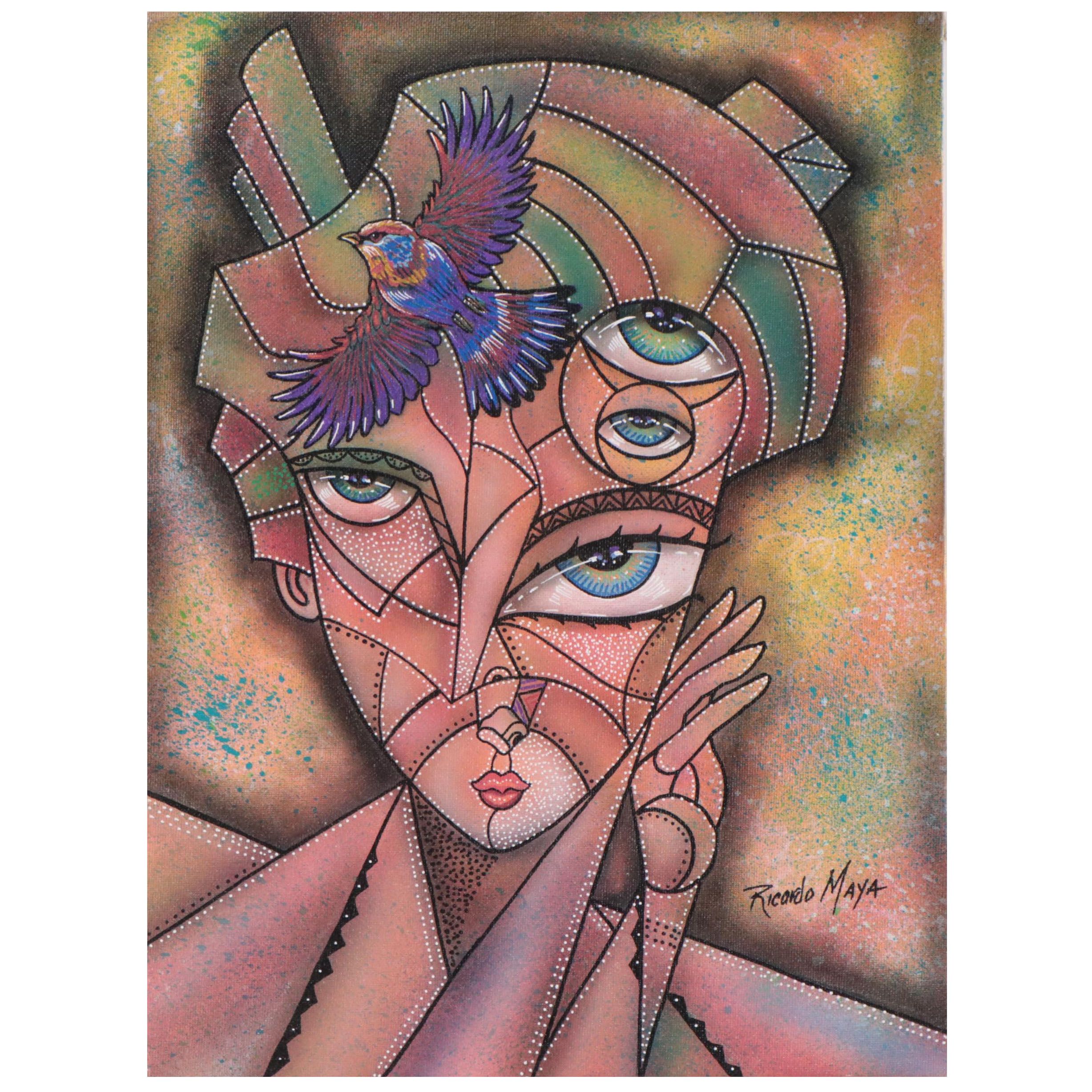 Ricardo Maya Acrylic Portrait, 21st Century