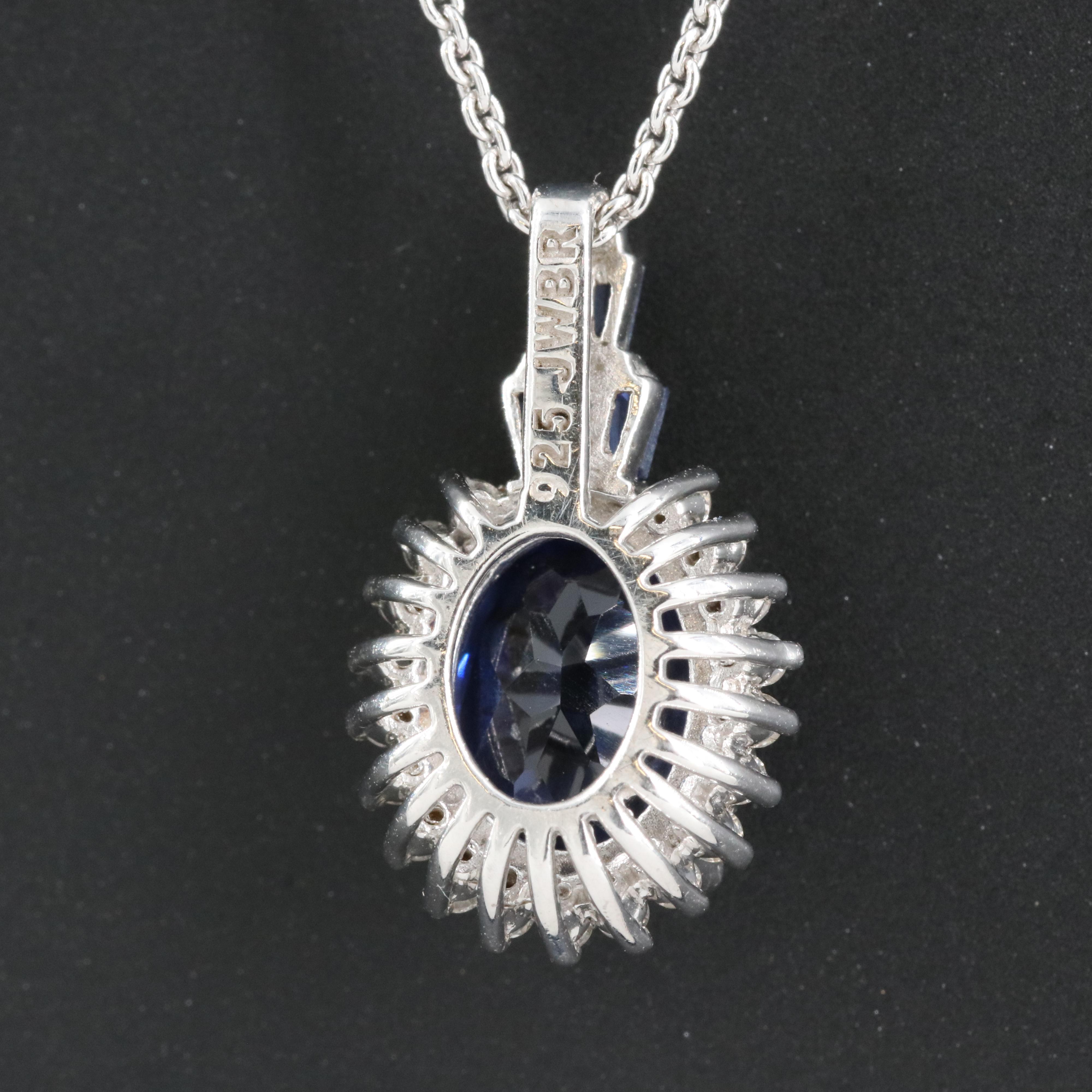 Sterling Sapphire Pendant Necklace