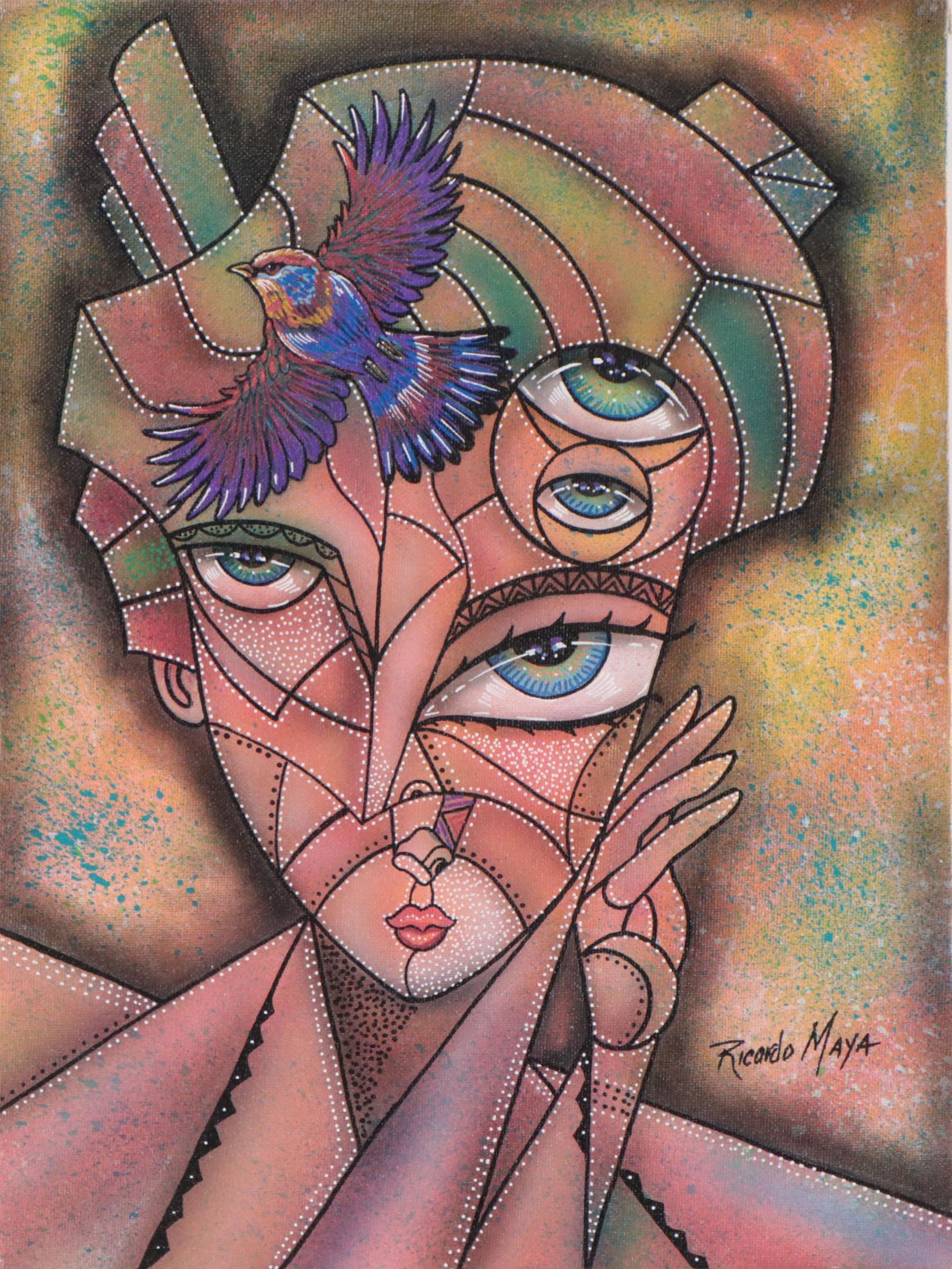 Ricardo Maya Acrylic Portrait, 21st Century