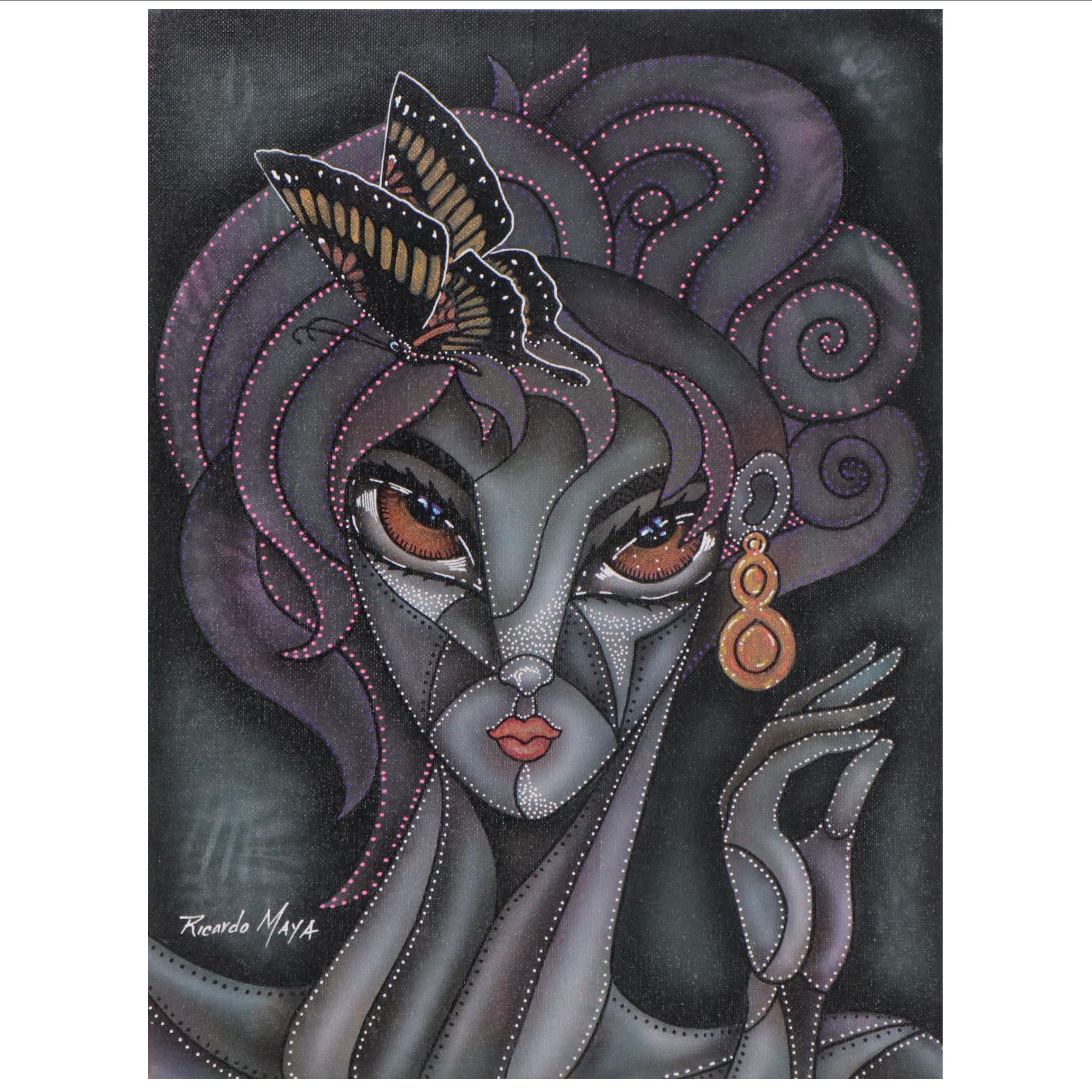 Ricardo Maya Acrylic Portrait, 21st Century