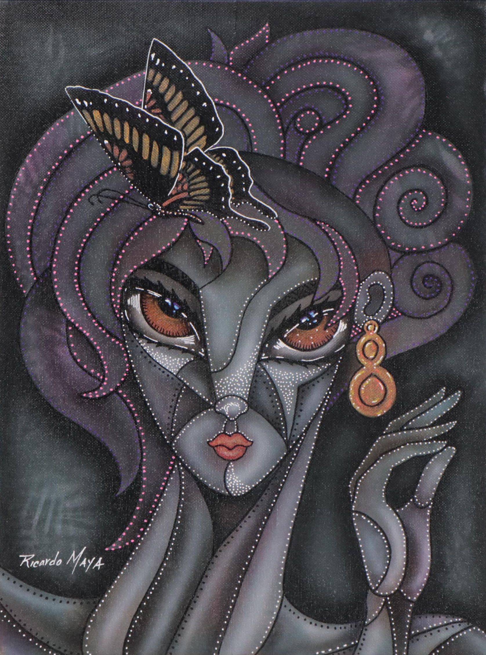 Ricardo Maya Acrylic Portrait, 21st Century