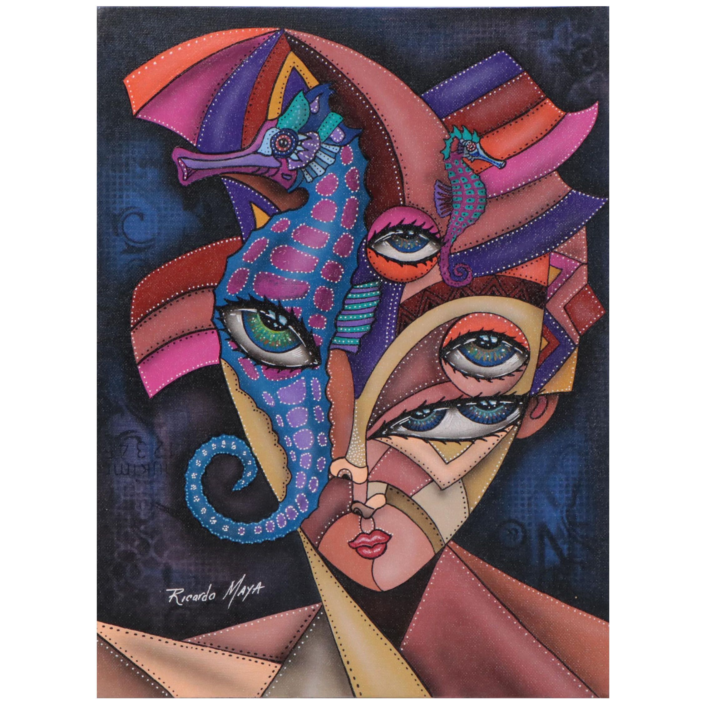 Ricardo Maya Acrylic Portrait, 21st Century