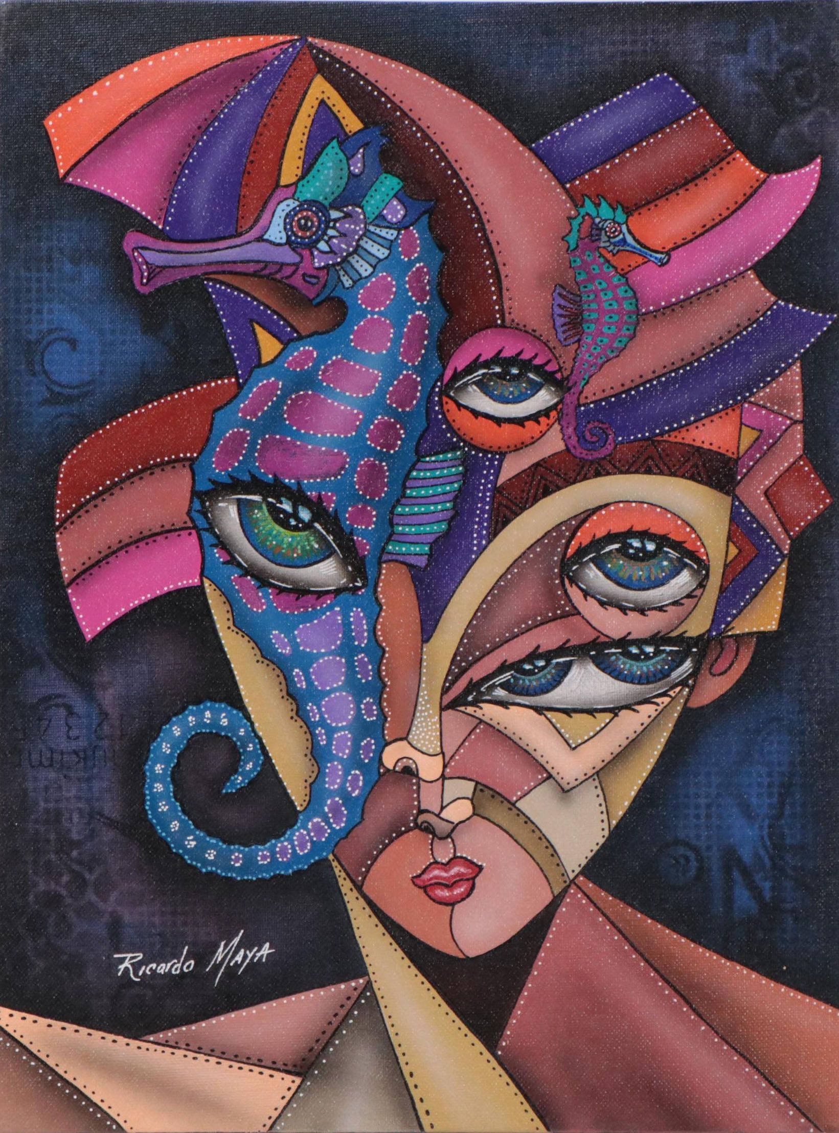 Ricardo Maya Acrylic Portrait, 21st Century