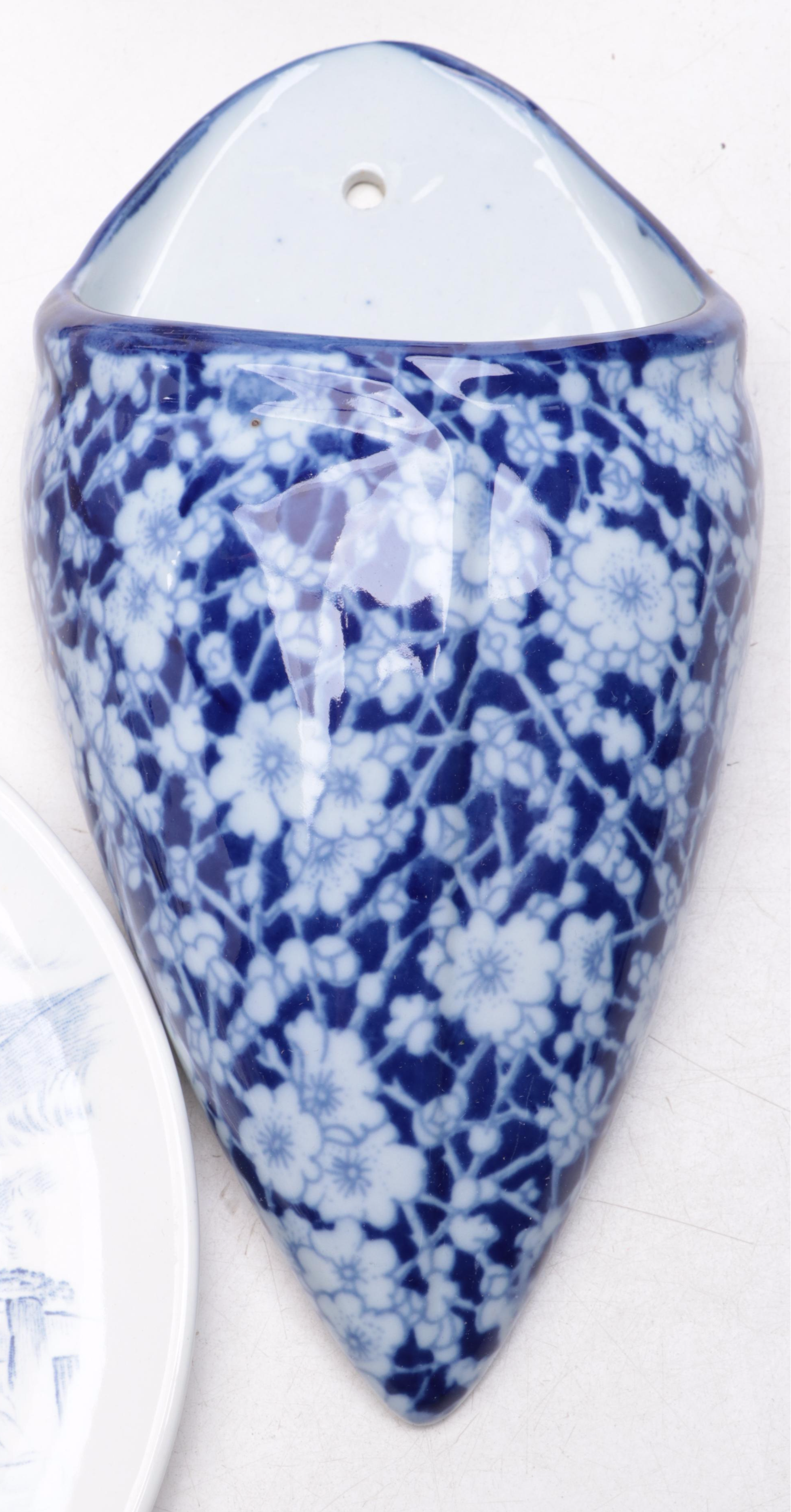 Blue and White Ceramic Fountain, Wedgwood "Countryside" Plate and More