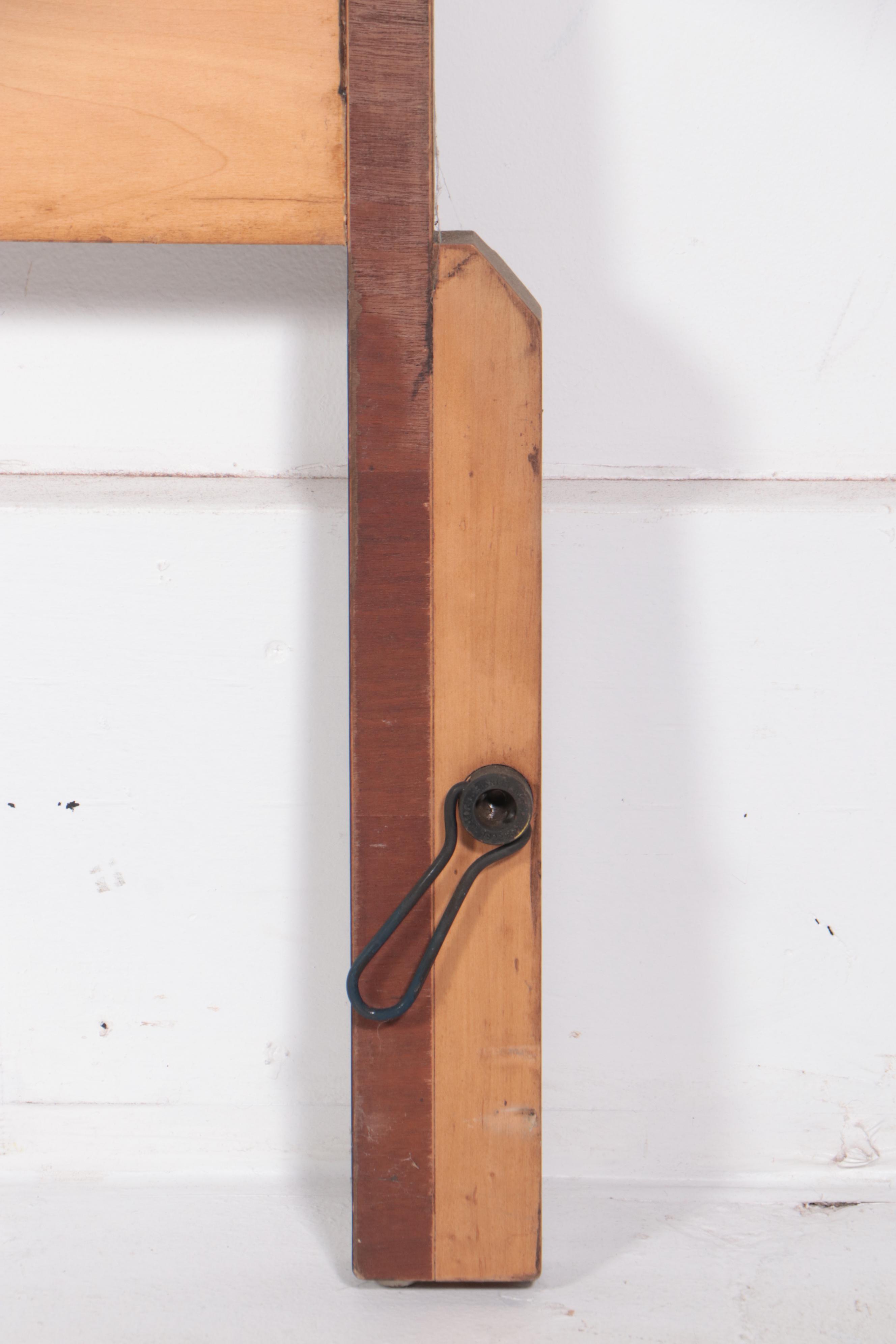 IMid Century Modern Olive Ash Burl and Brass Queen Headboard and Footboard