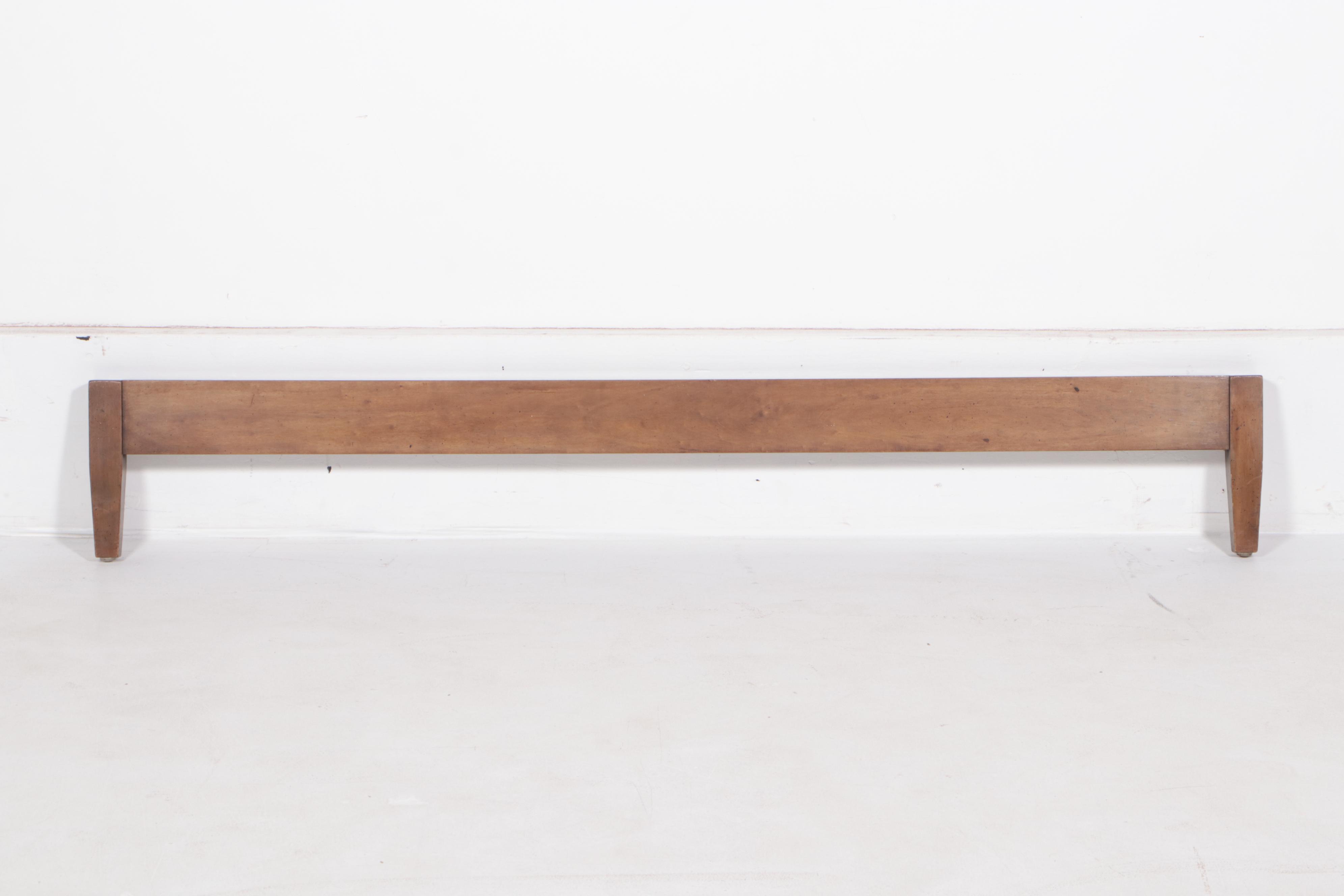 IMid Century Modern Olive Ash Burl and Brass Queen Headboard and Footboard