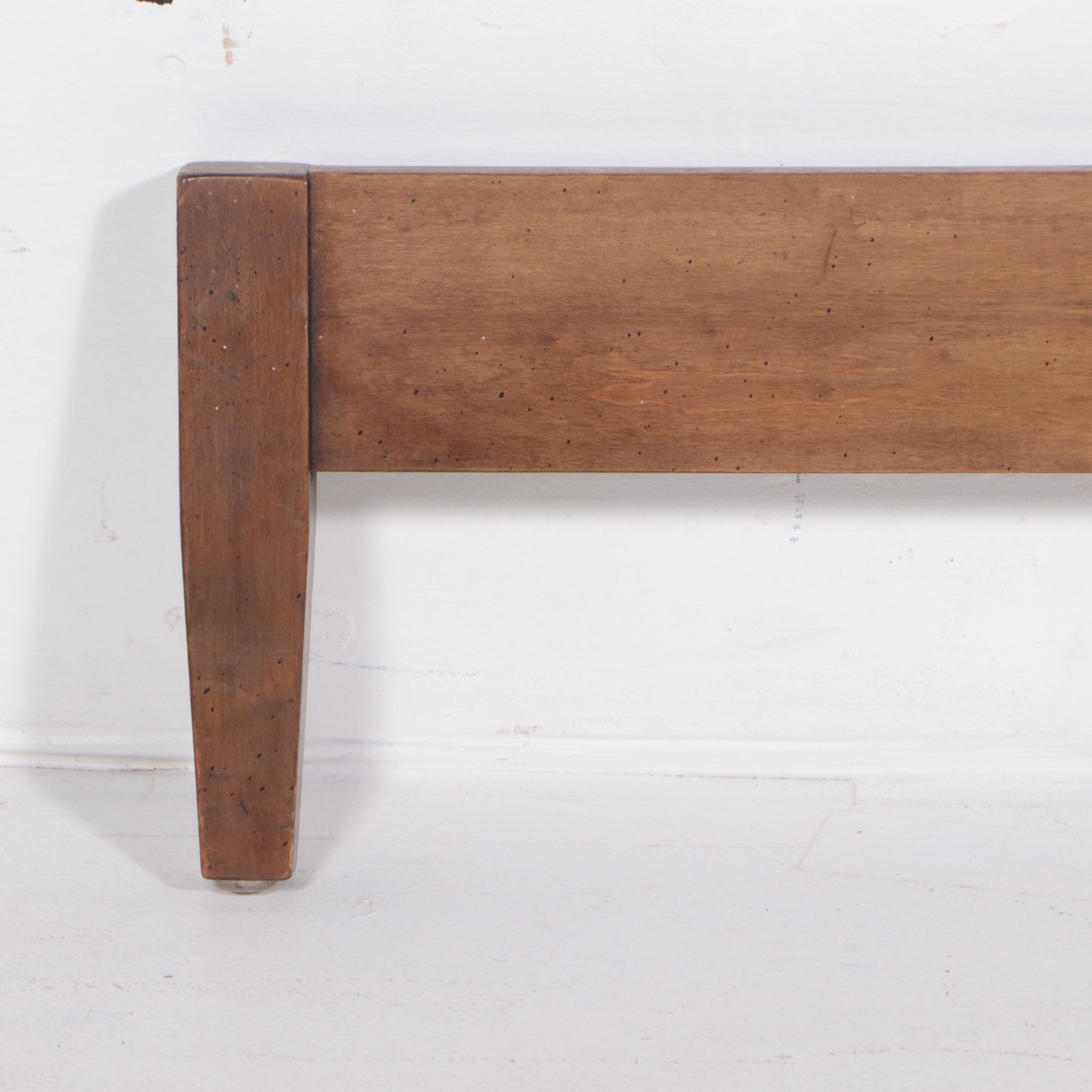 IMid Century Modern Olive Ash Burl and Brass Queen Headboard and Footboard