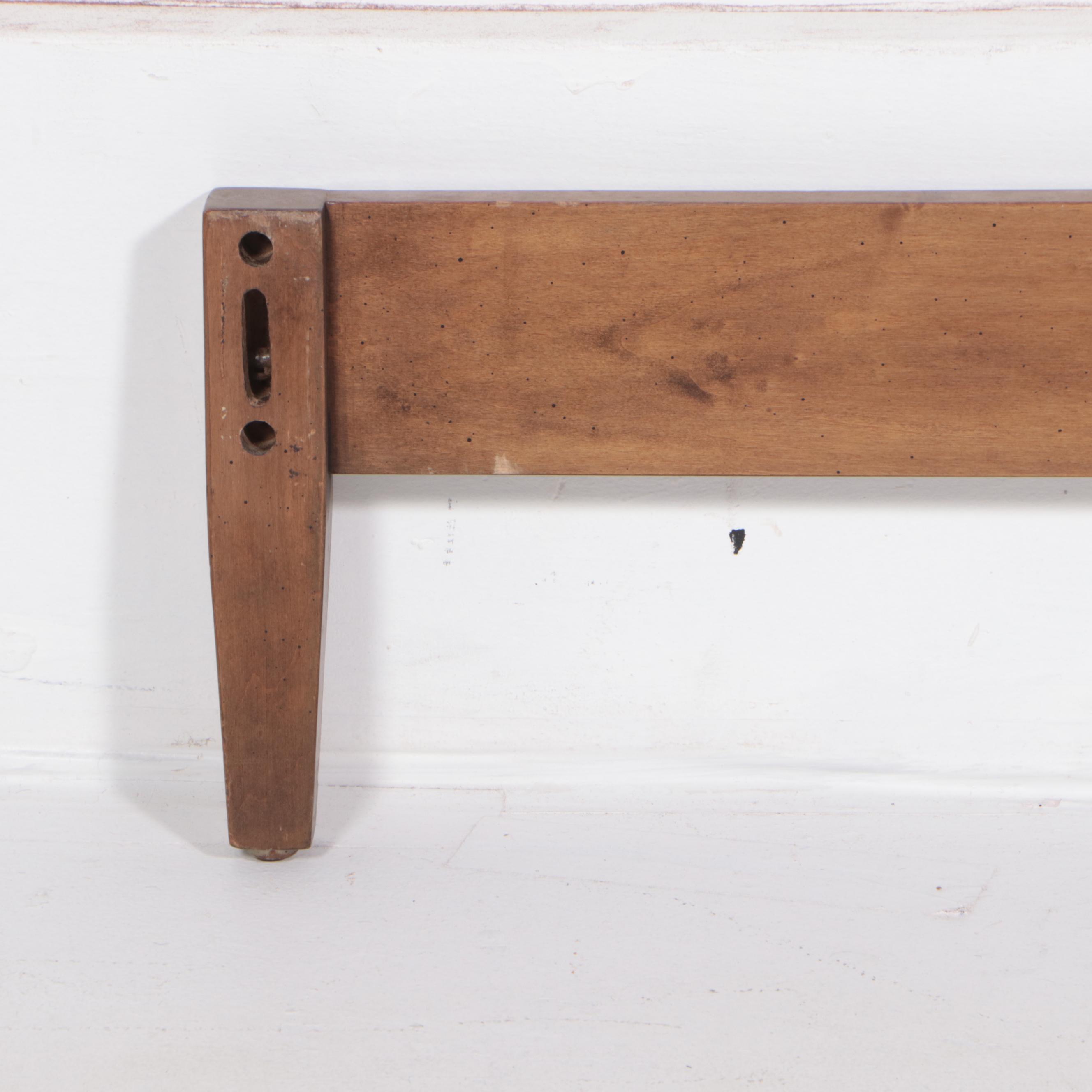 IMid Century Modern Olive Ash Burl and Brass Queen Headboard and Footboard