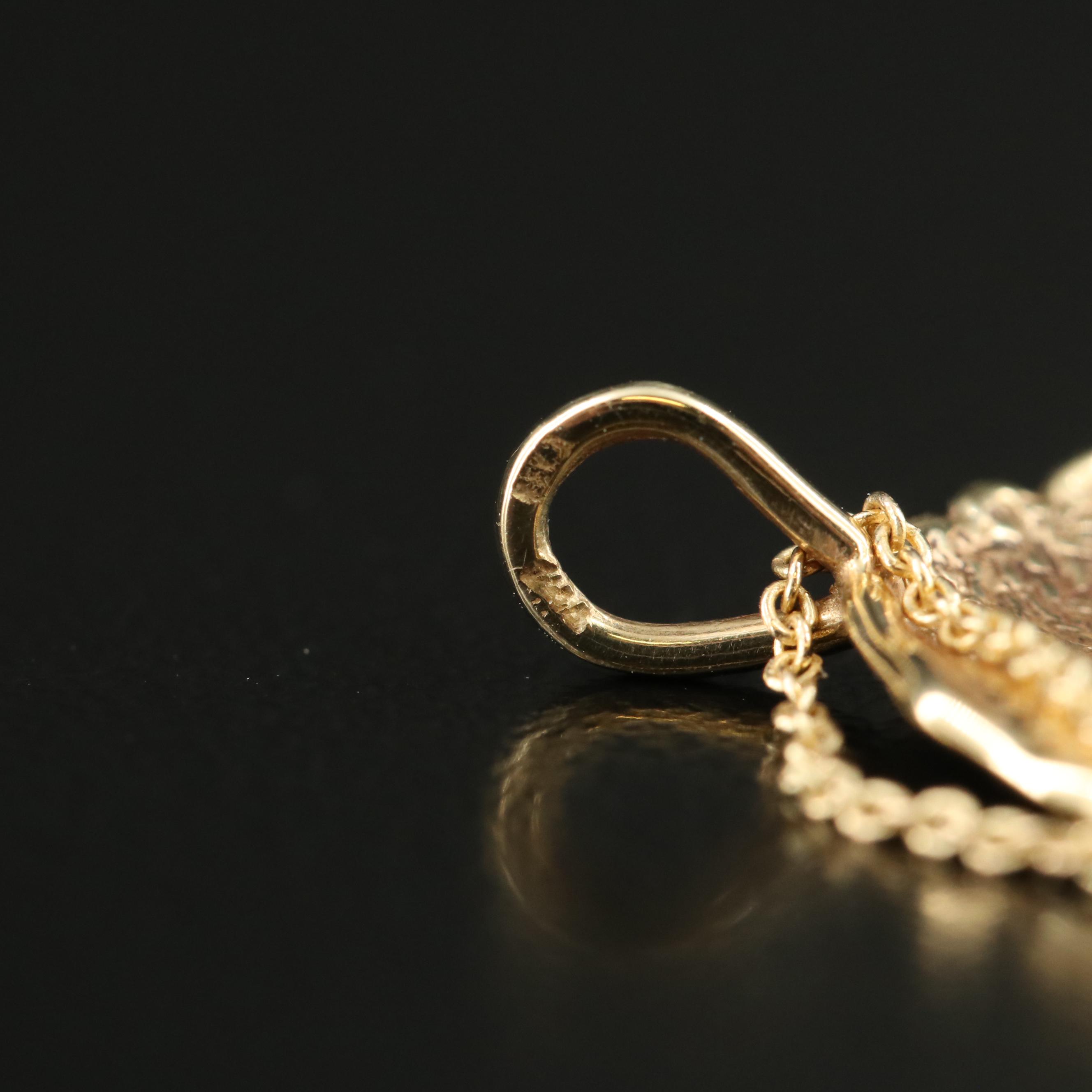 14K 0.02 CT Diamond Textured Pendant Necklace