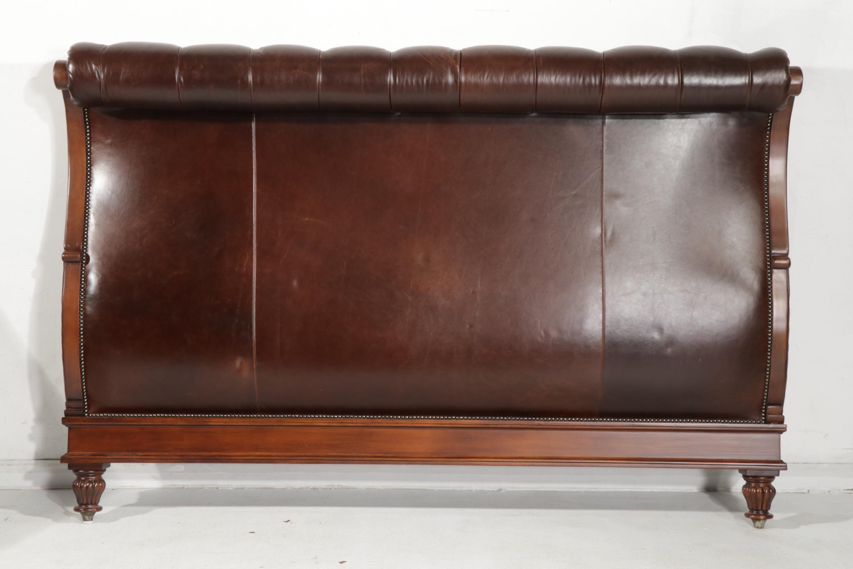 Henredon for Ralph Lauren Home Button-Tufted Leather Bed