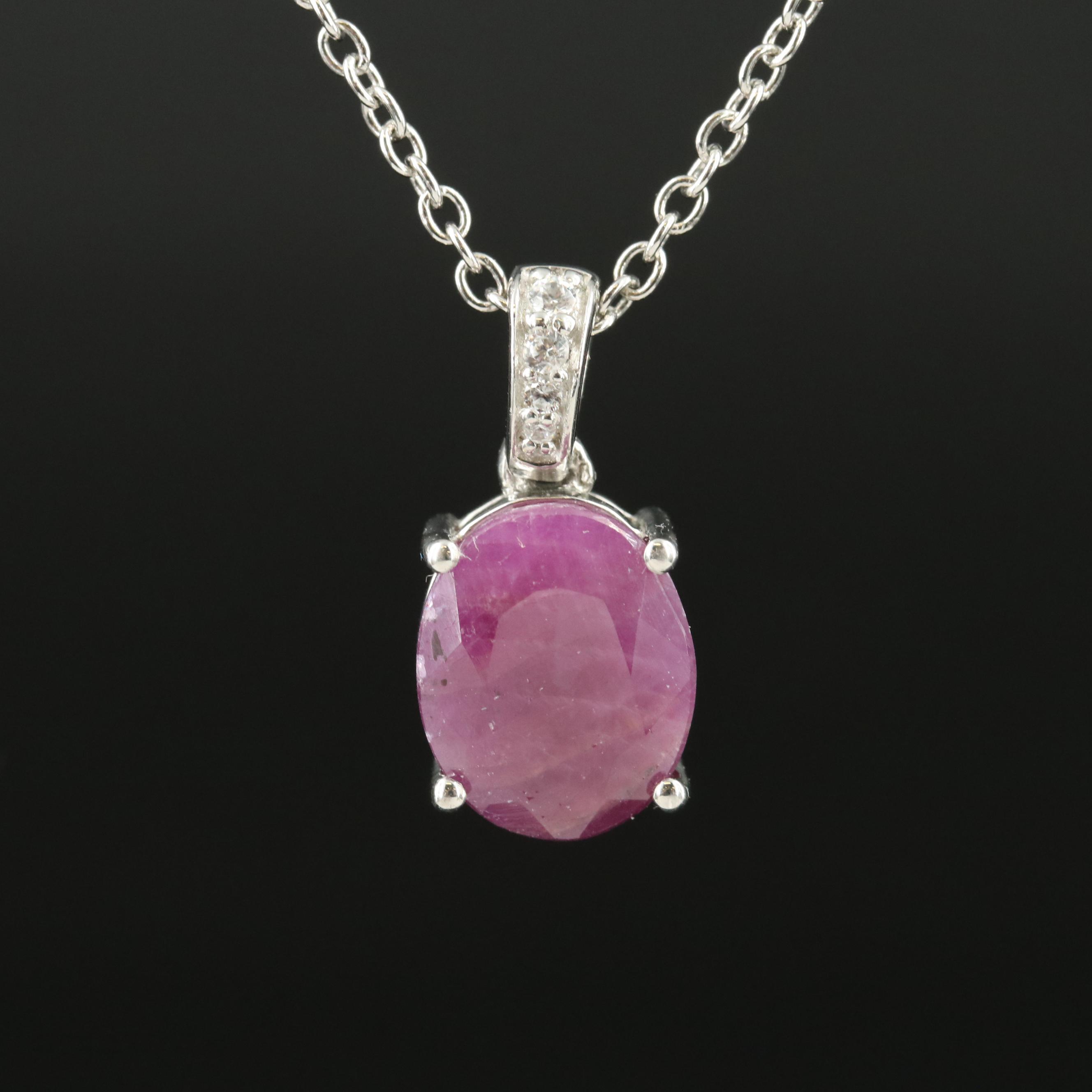 Sterling Corundum and Zircon Pendant Necklace