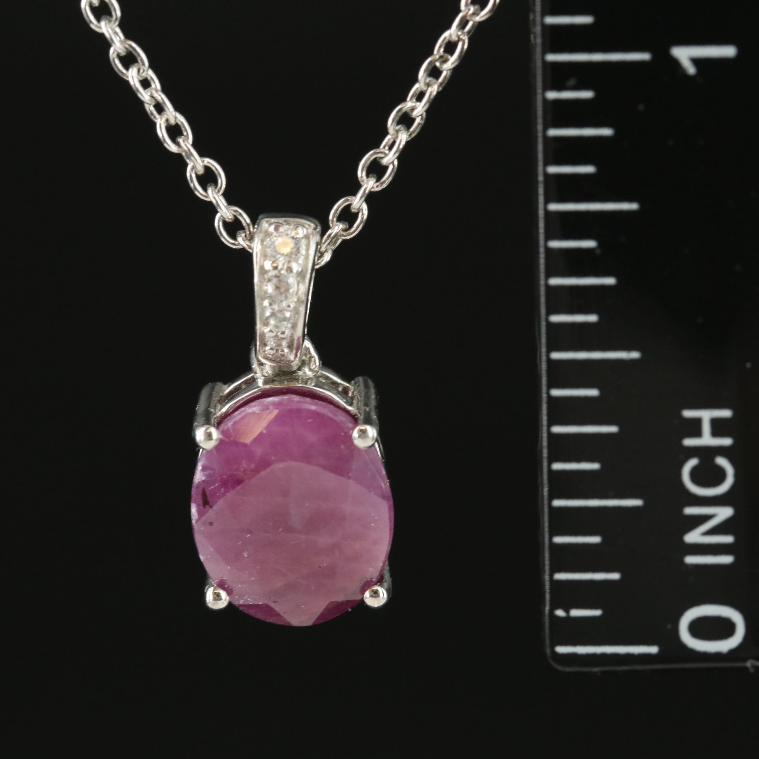 Sterling Corundum and Zircon Pendant Necklace