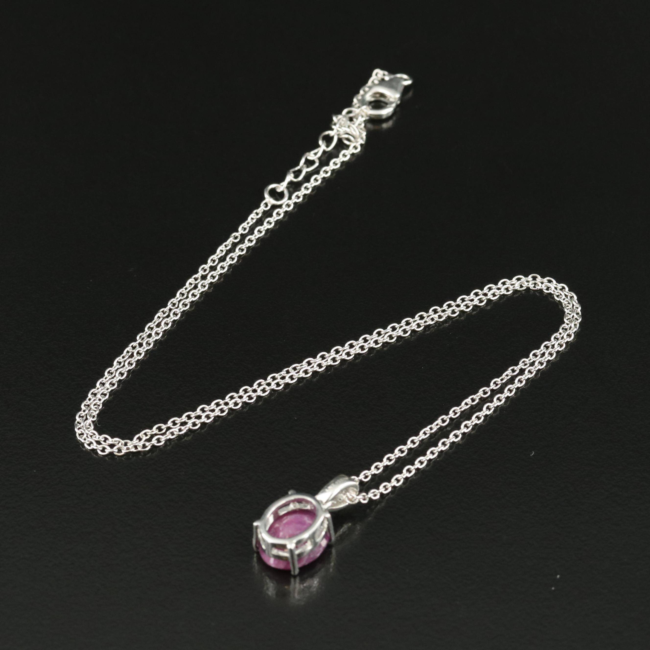 Sterling Corundum and Zircon Pendant Necklace