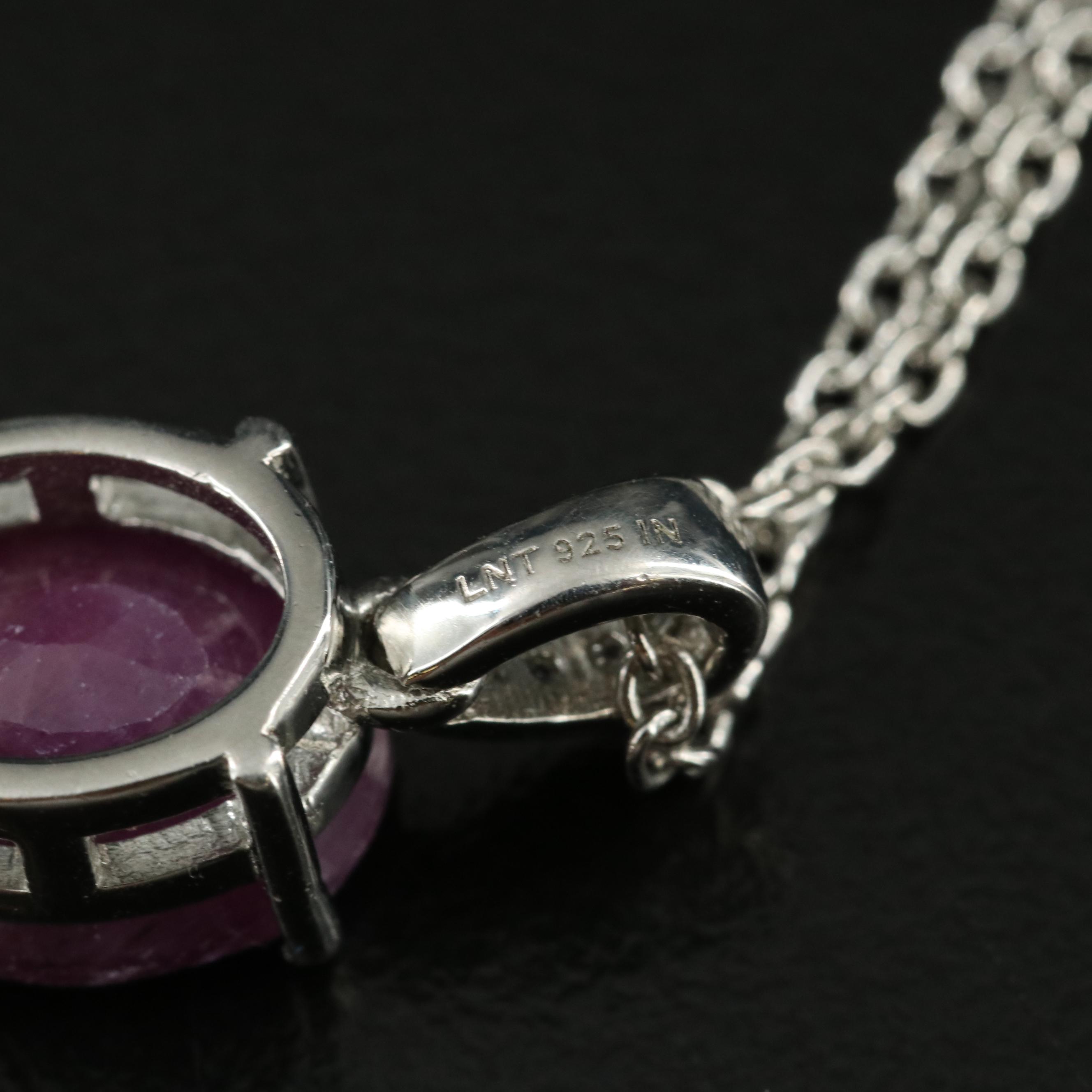 Sterling Corundum and Zircon Pendant Necklace