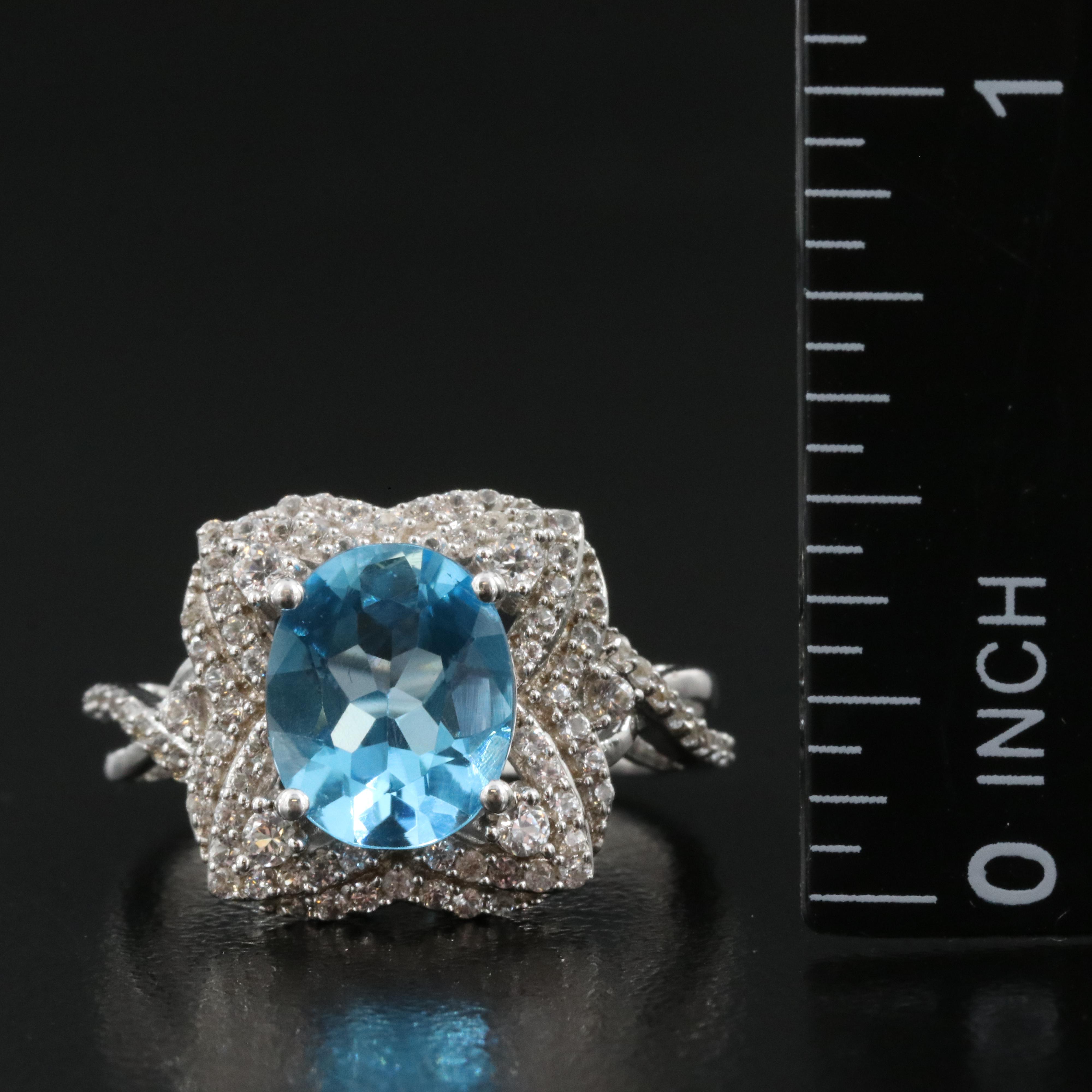 Sterling Swiss Blue Topaz and Sapphire Ring