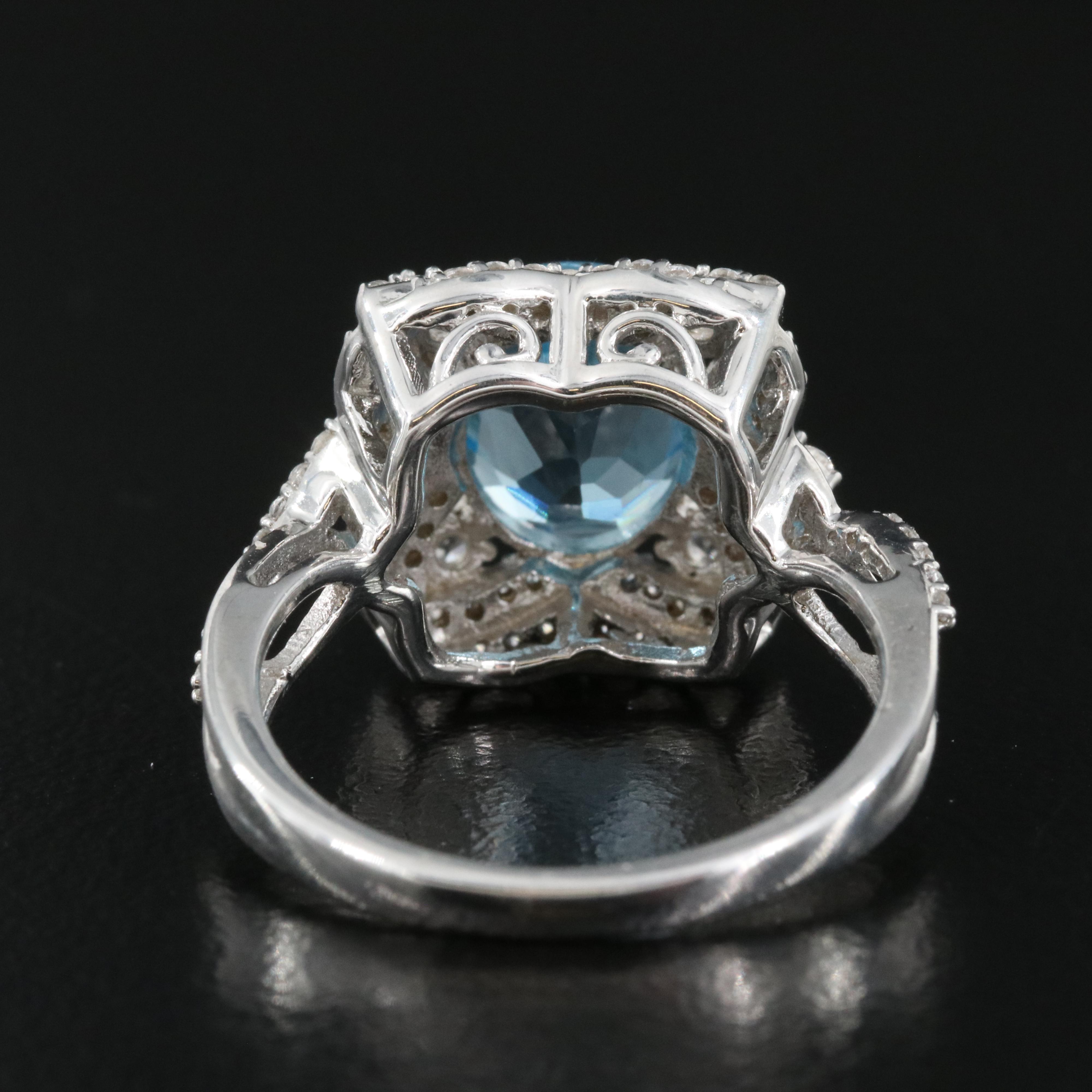 Sterling Swiss Blue Topaz and Sapphire Ring