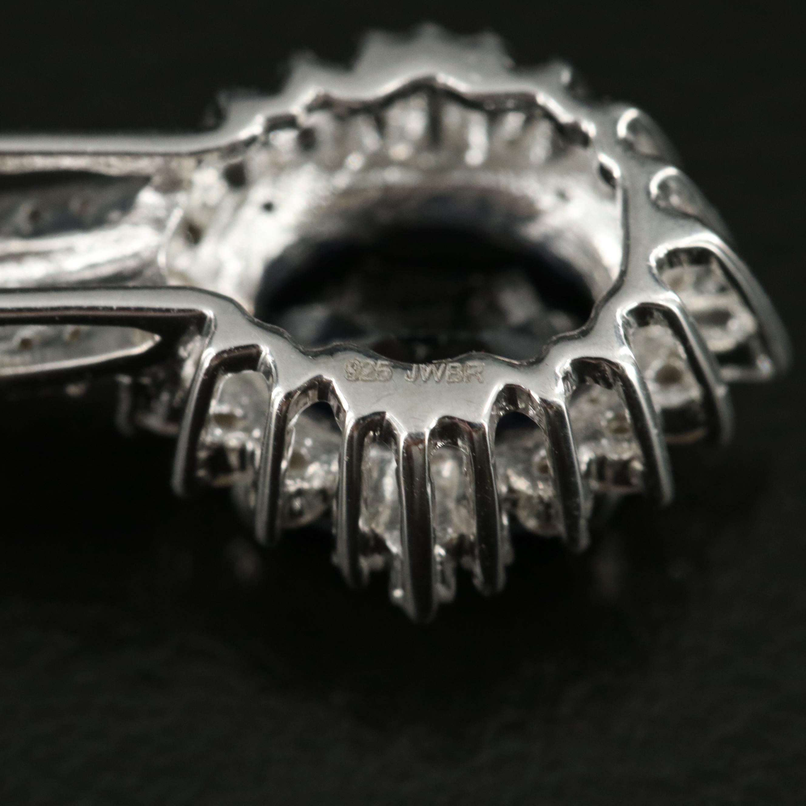 Sterling Sapphire and White Sapphire Pendant Necklace