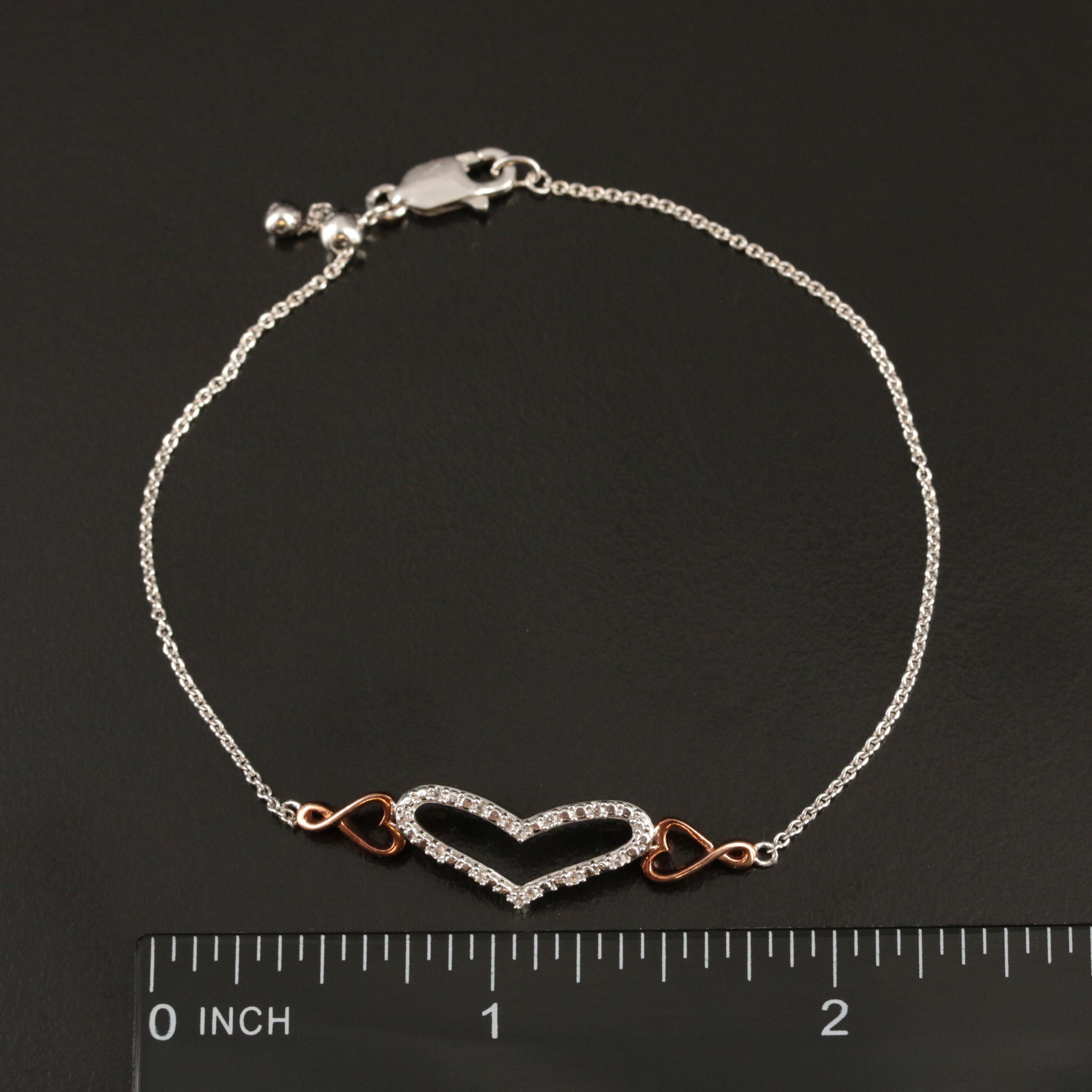 Sterling Sapphire Heart Infinity Bracelet