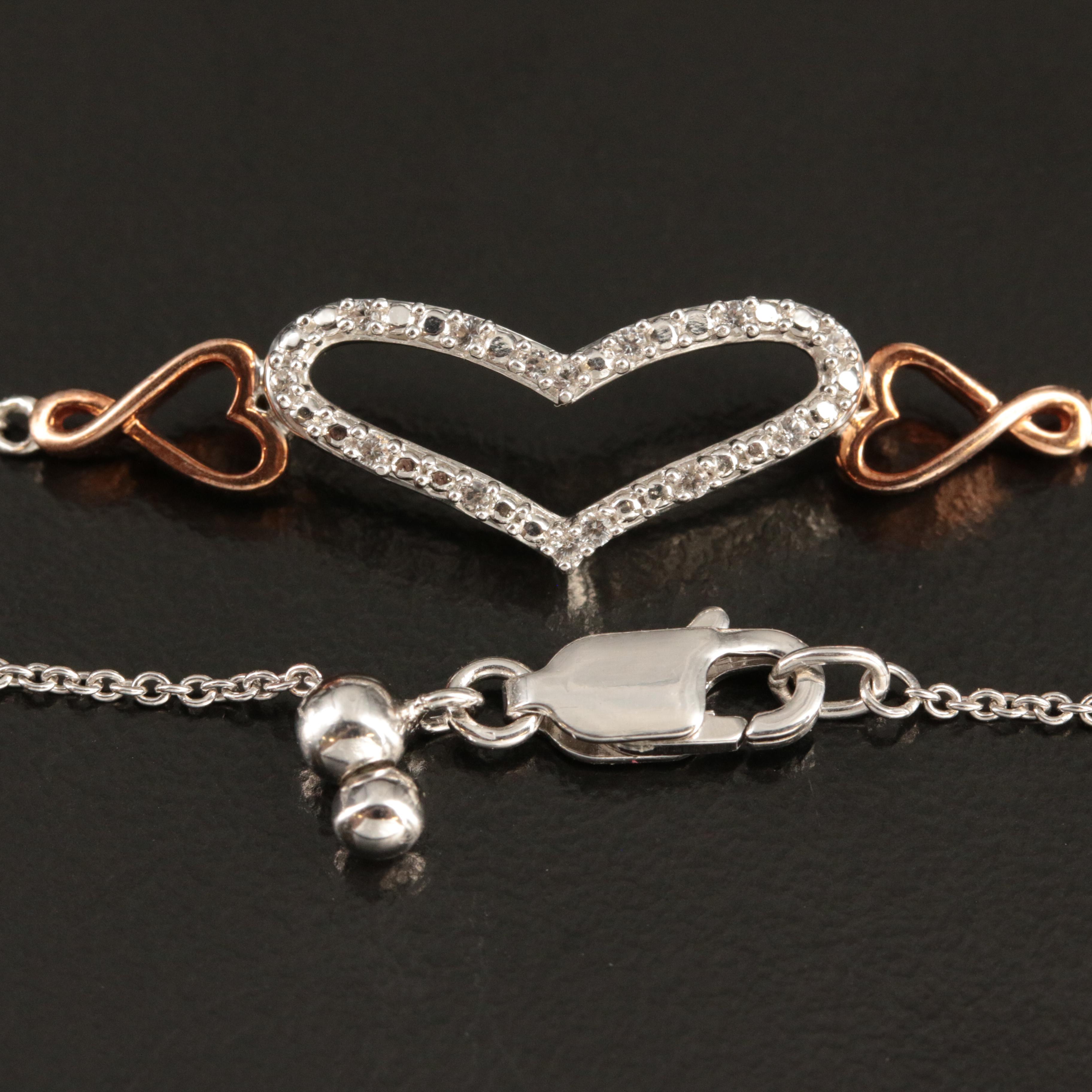Sterling Sapphire Heart Infinity Bracelet