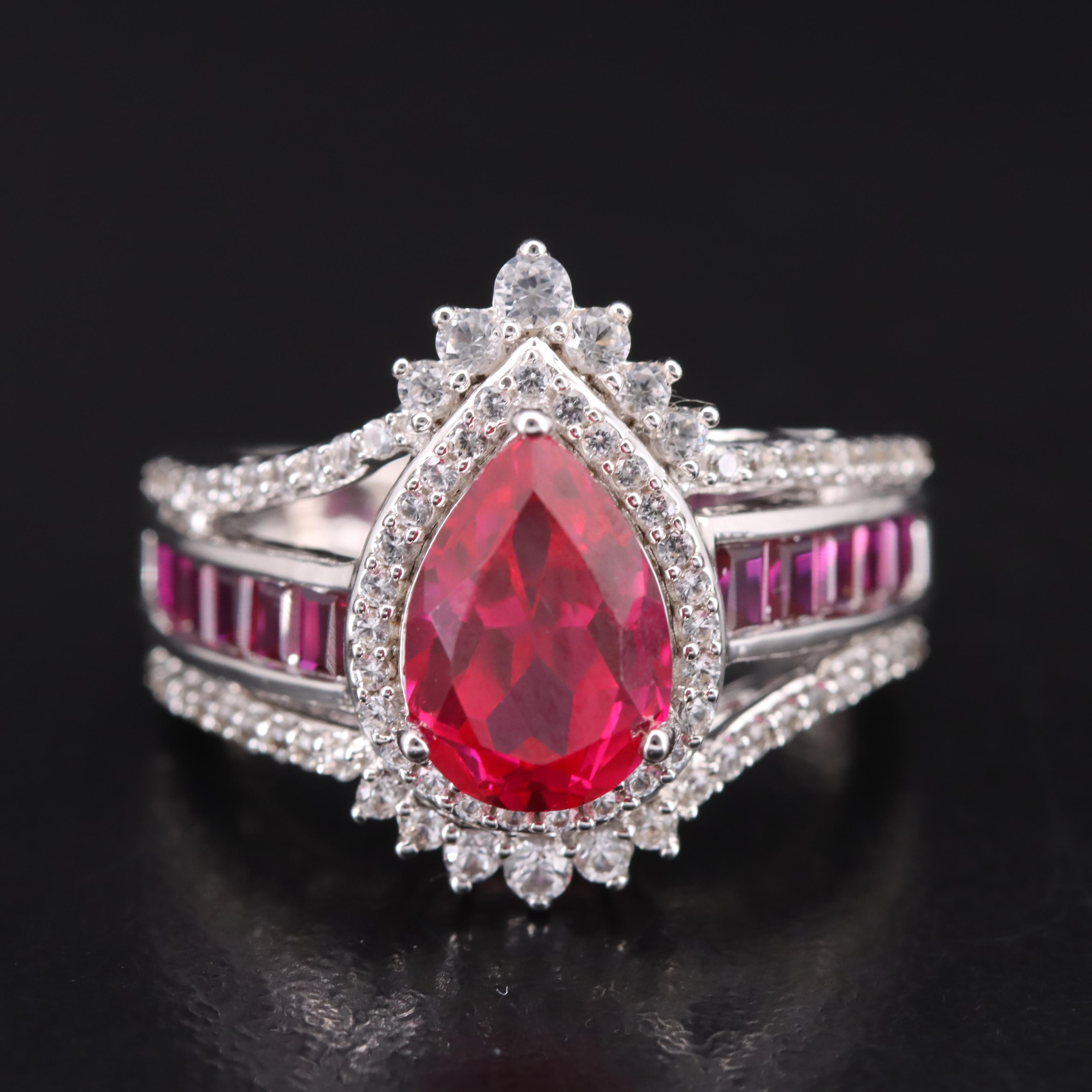 Sterling Ruby and White Sapphire Ring