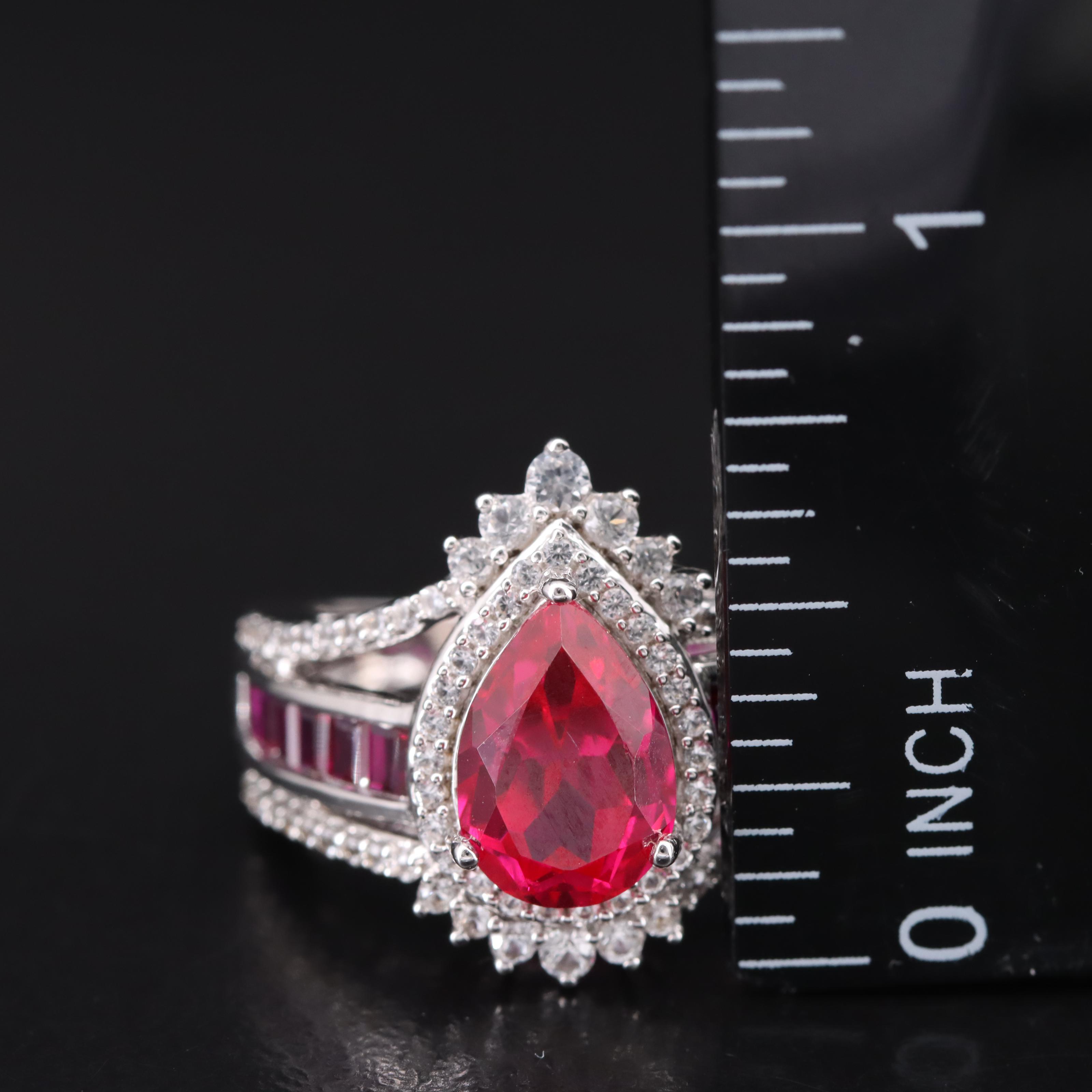 Sterling Ruby and White Sapphire Ring