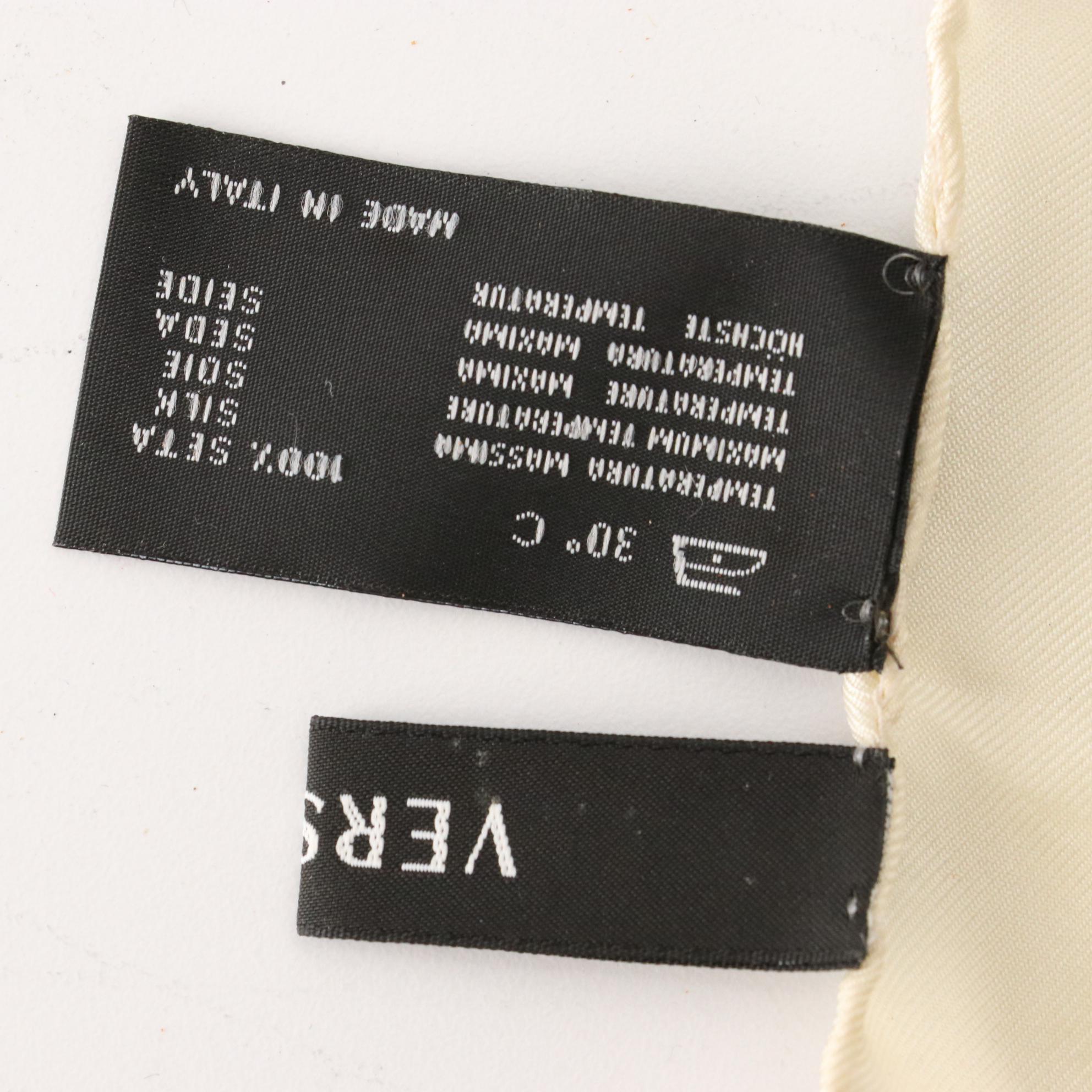 Versace White and Gold Barocco Print Scarf 90 in Silk Twill