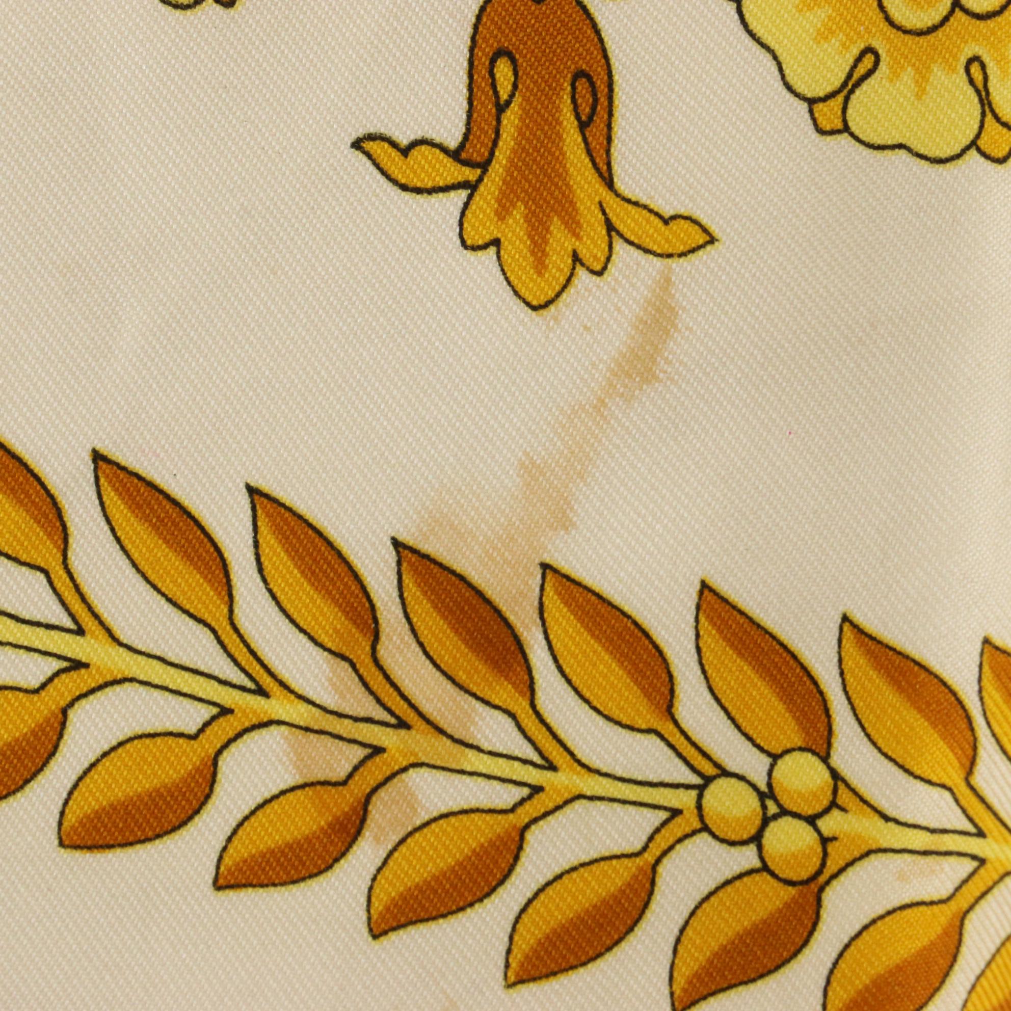 Versace White and Gold Barocco Print Scarf 90 in Silk Twill