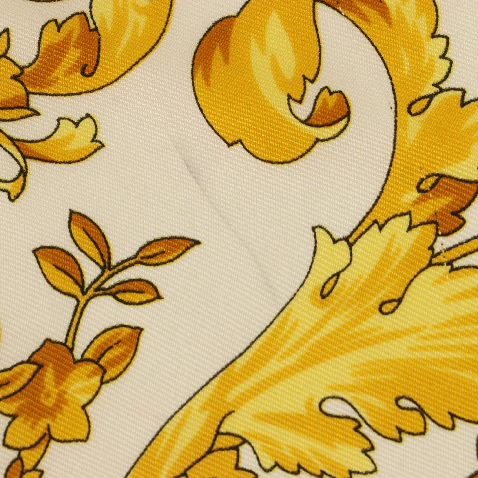 Versace White and Gold Barocco Print Scarf 90 in Silk Twill