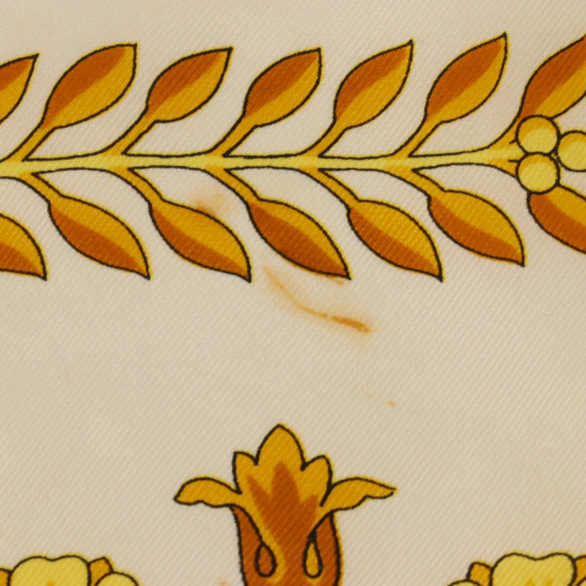 Versace White and Gold Barocco Print Scarf 90 in Silk Twill