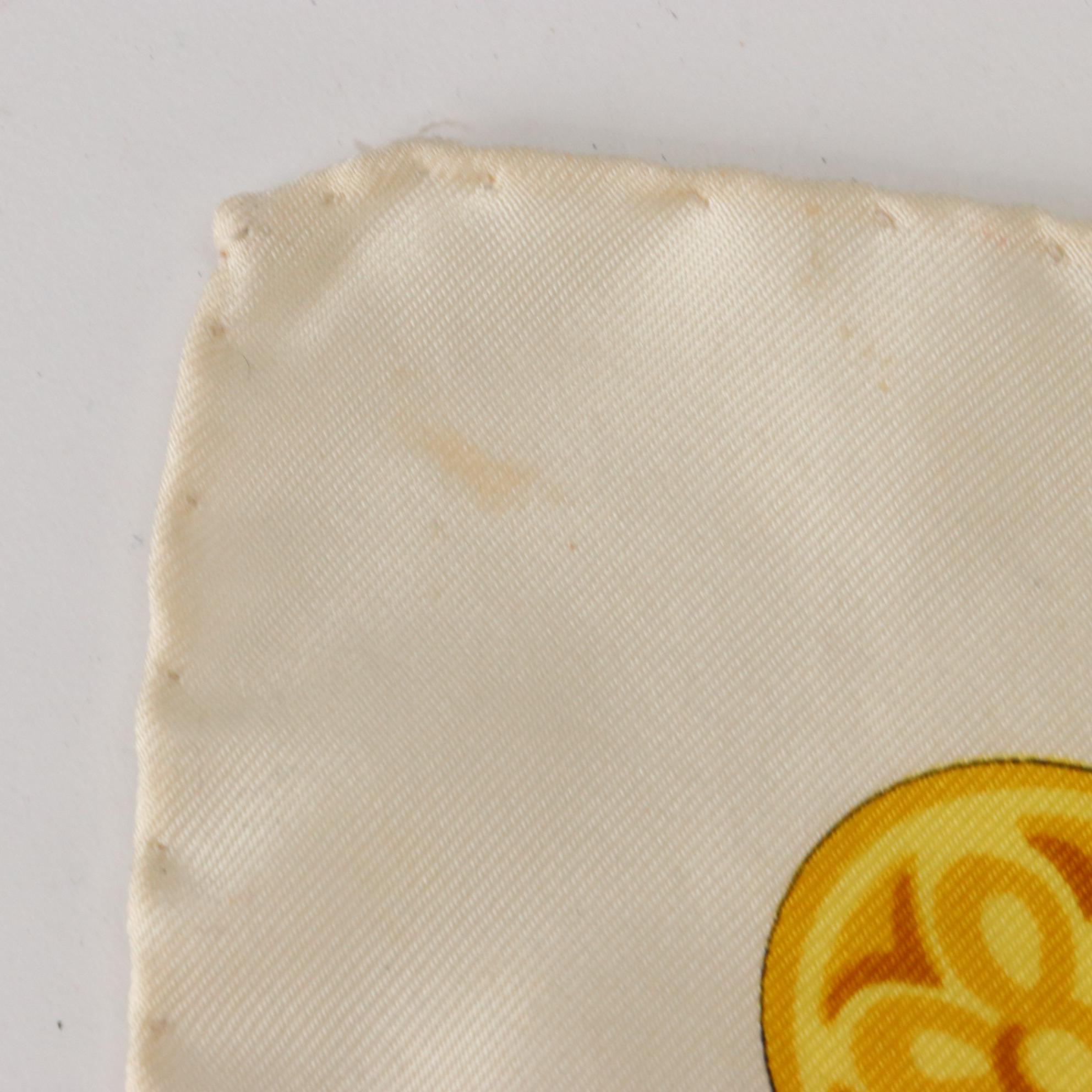 Versace White and Gold Barocco Print Scarf 90 in Silk Twill