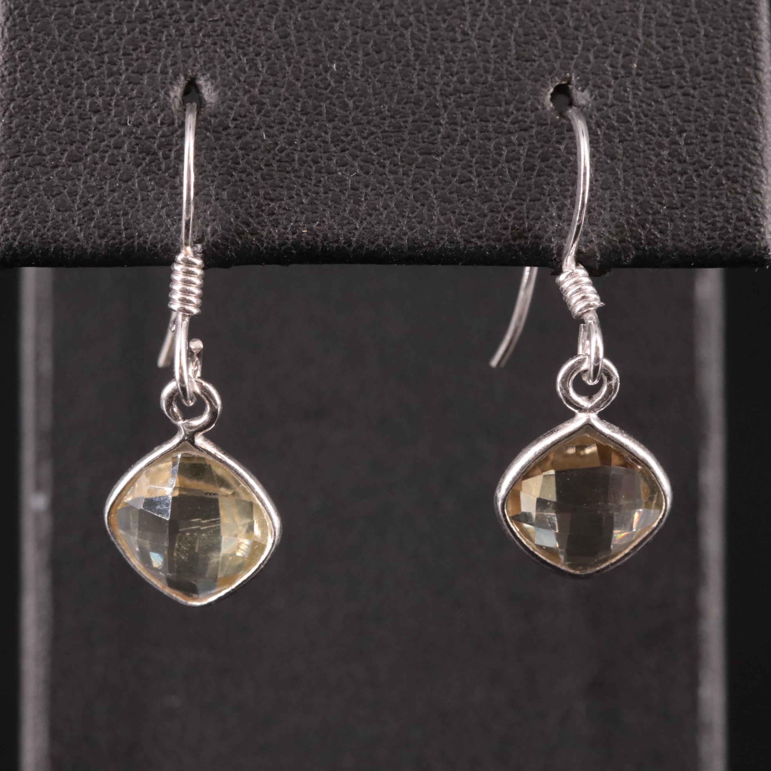 Sterling Silver Citrine Drop Earrings