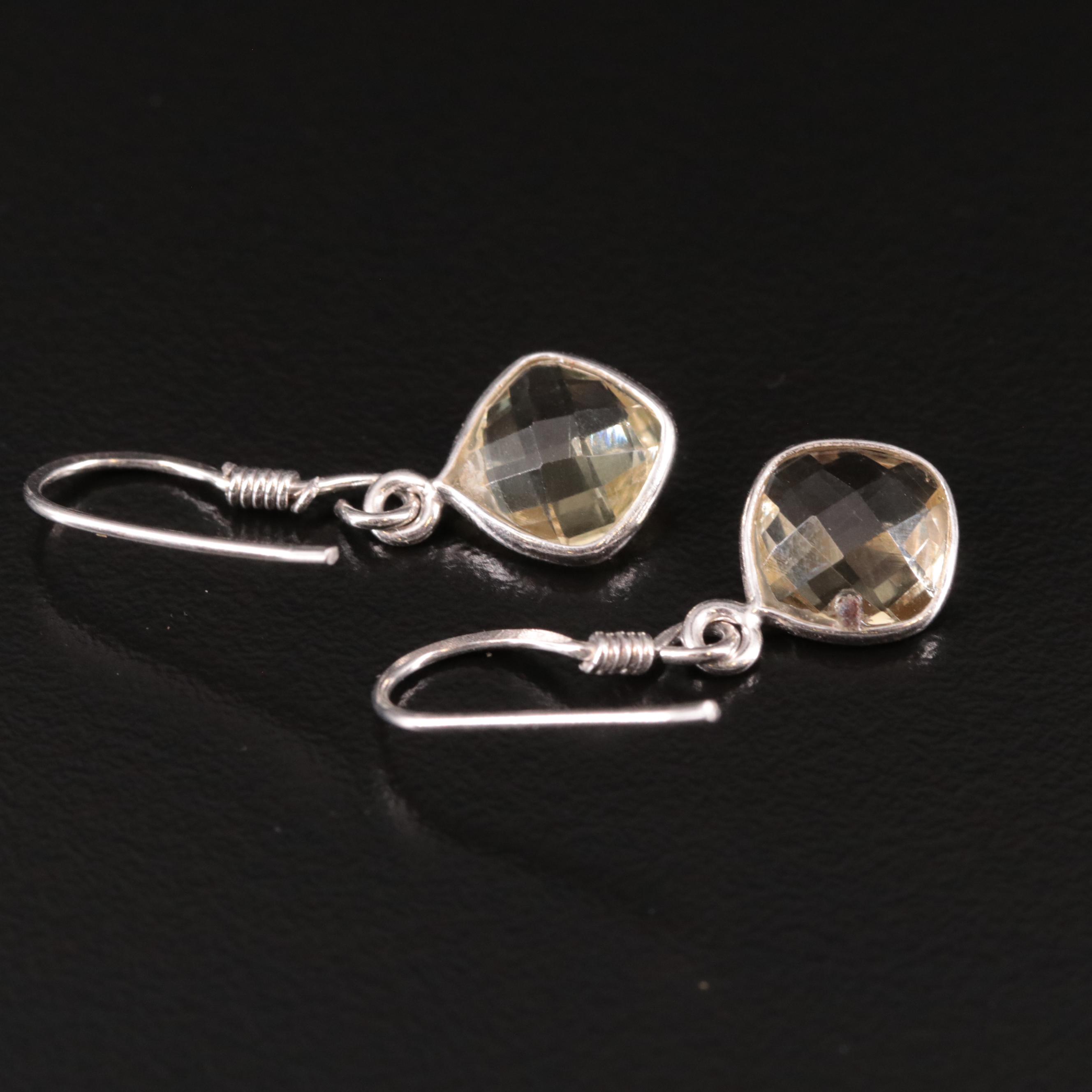 Sterling Silver Citrine Drop Earrings