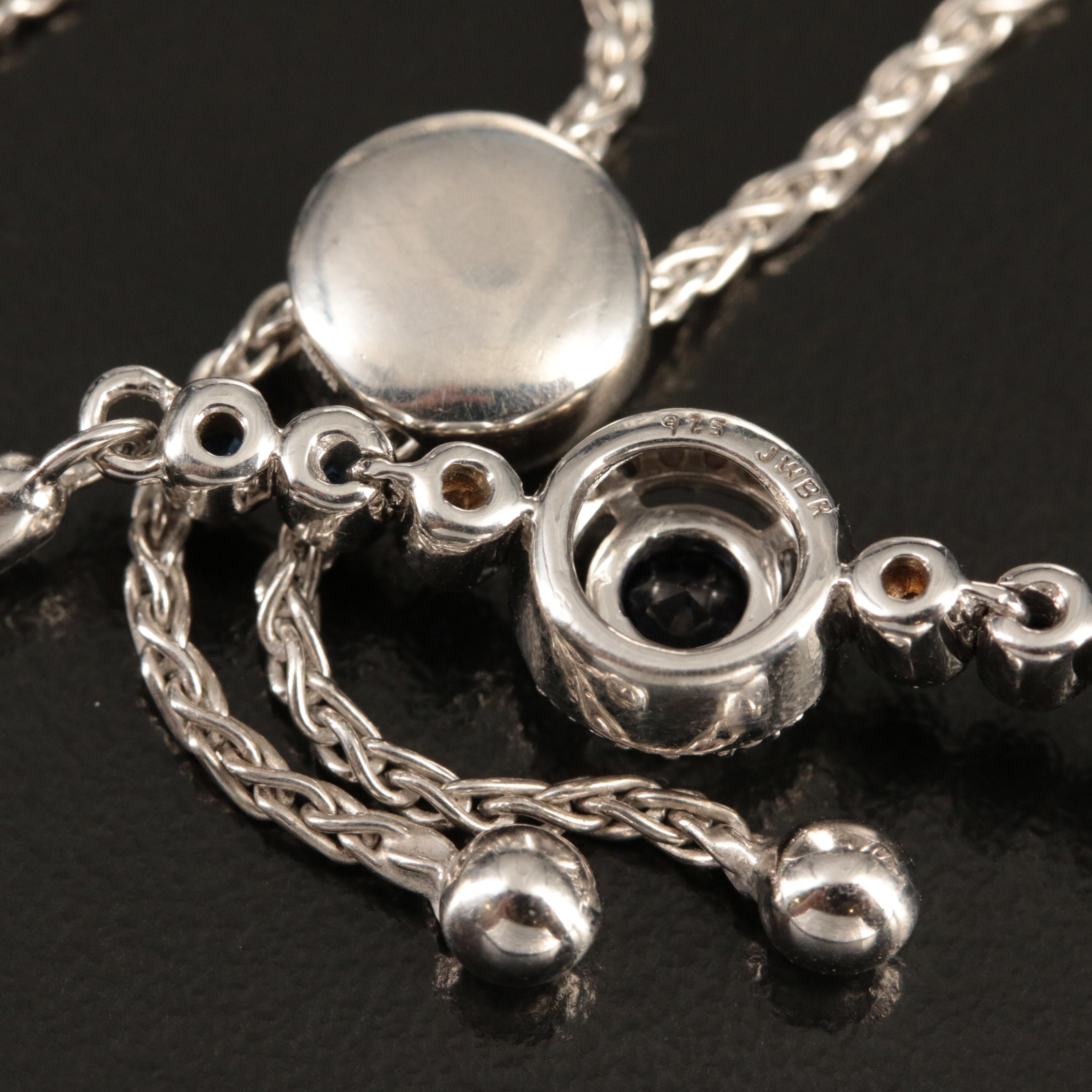 Sterling Blue and White Sapphire Bolo Bracelet