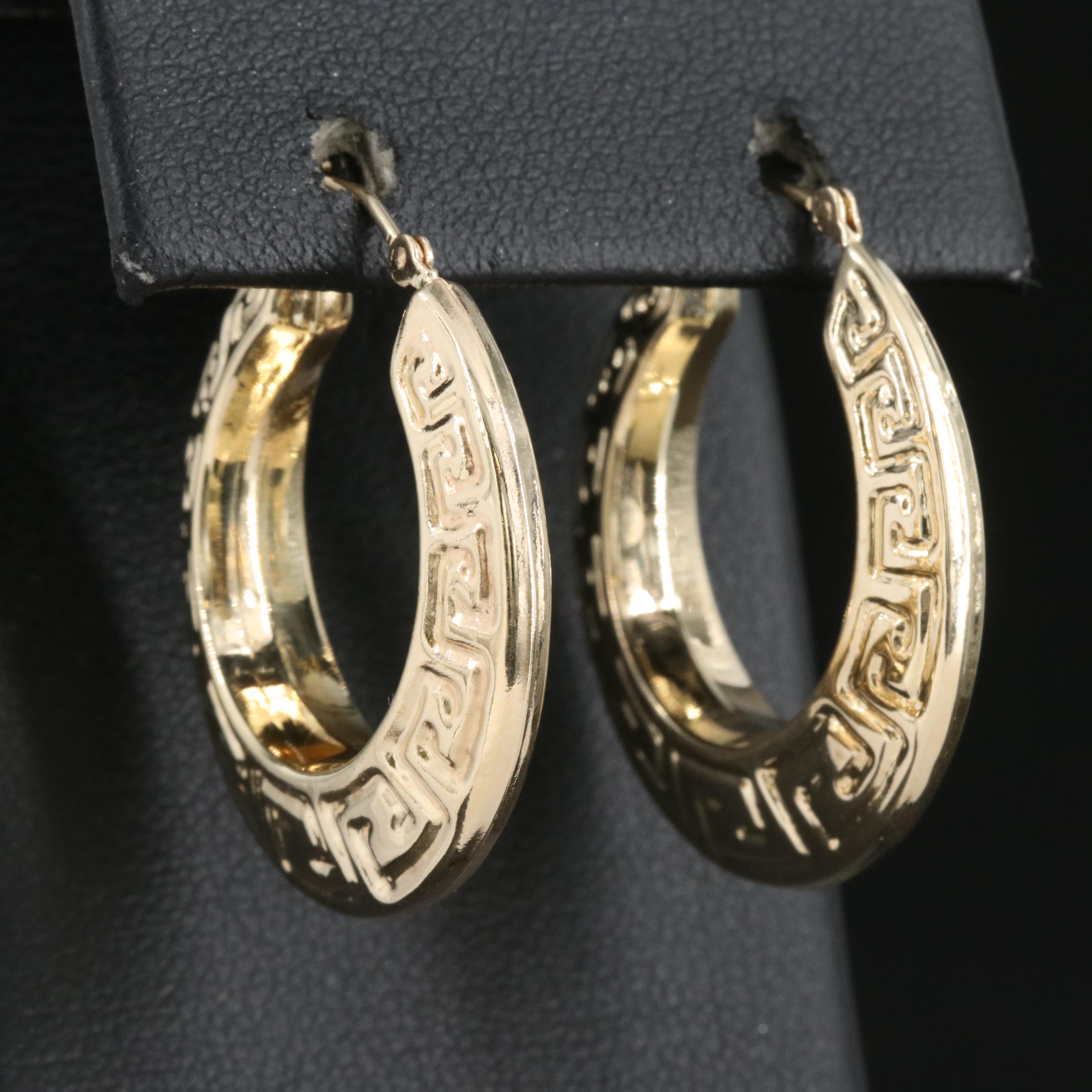 Michael Anthonty 14K Greek Key Hoop Earrings
