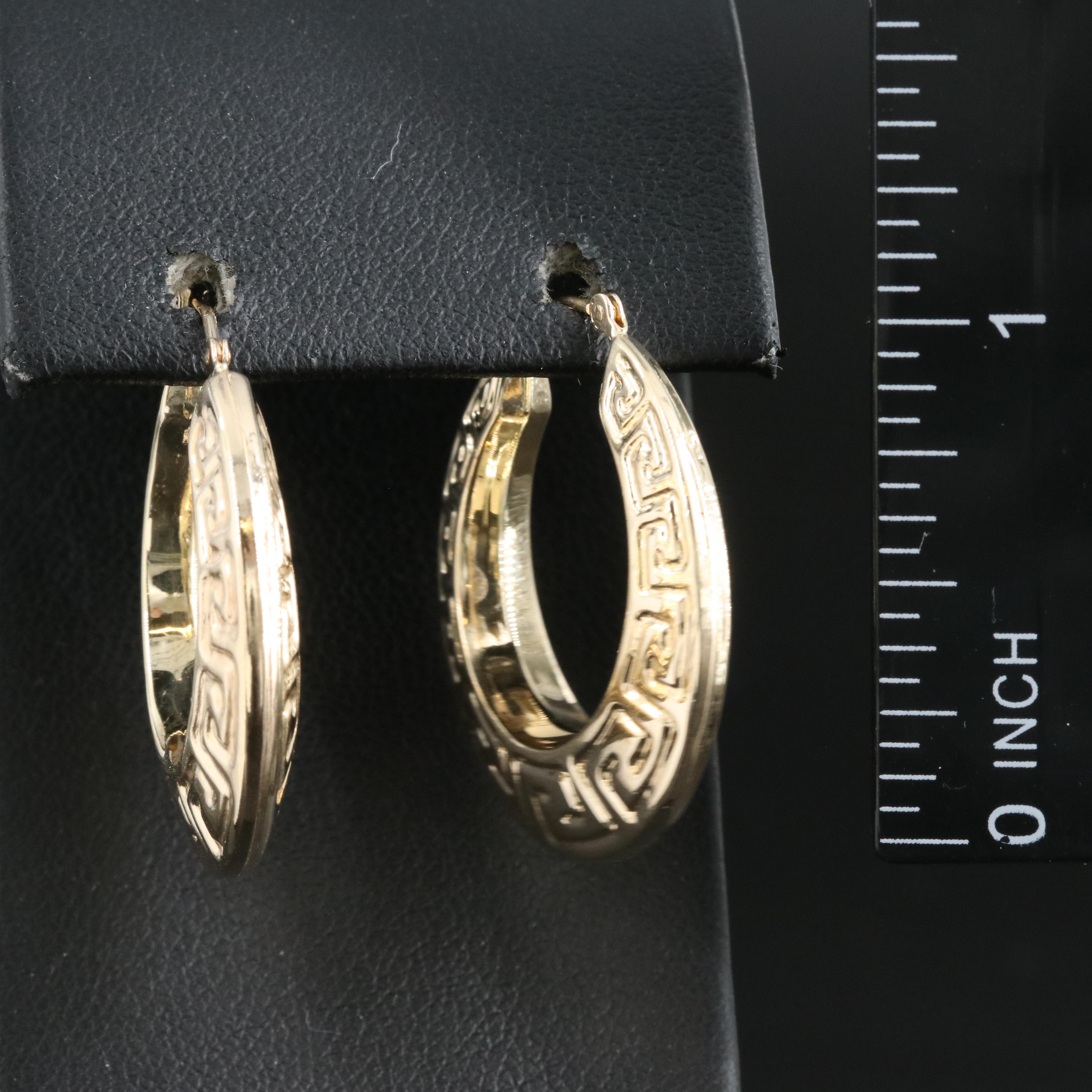 Michael Anthonty 14K Greek Key Hoop Earrings