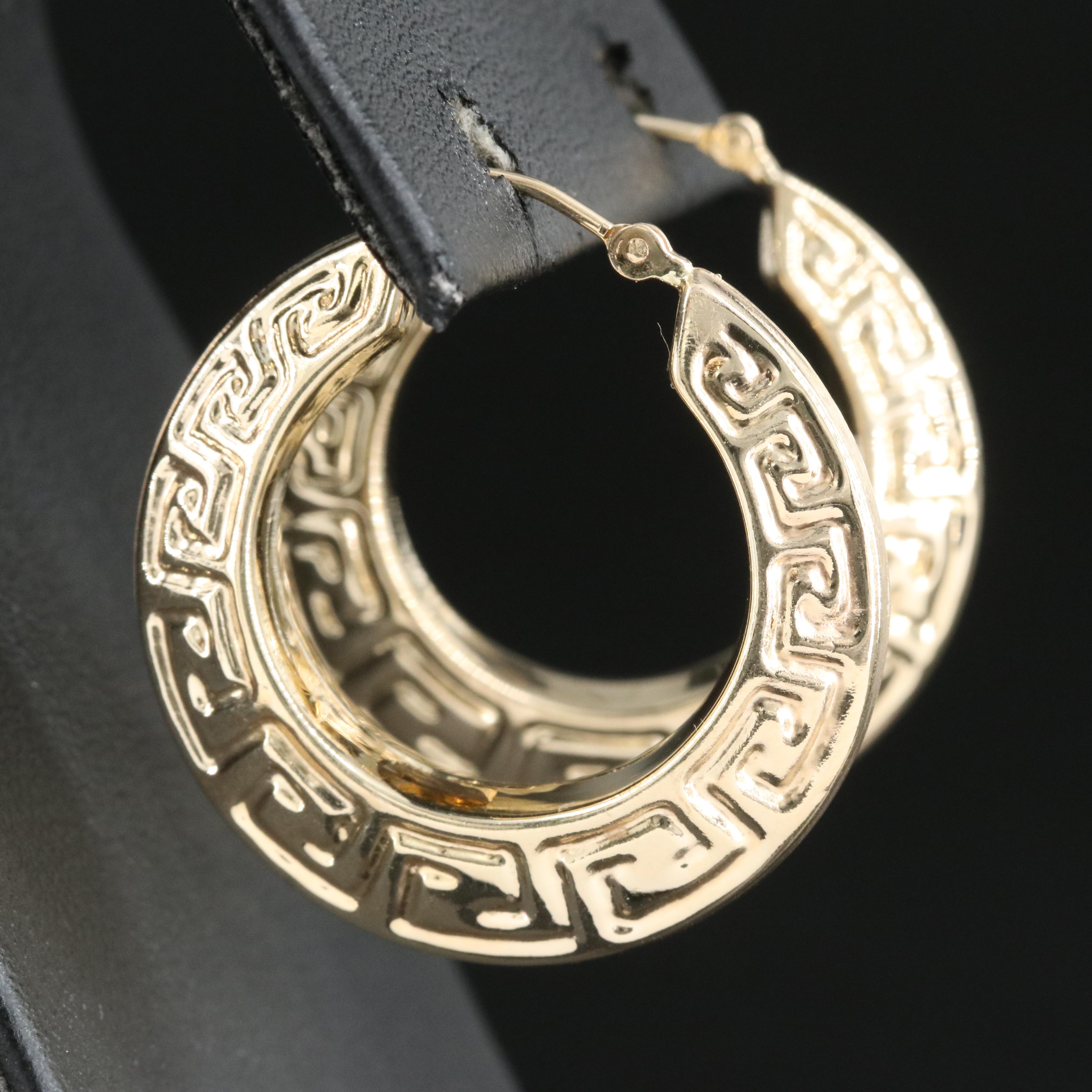 Michael Anthonty 14K Greek Key Hoop Earrings