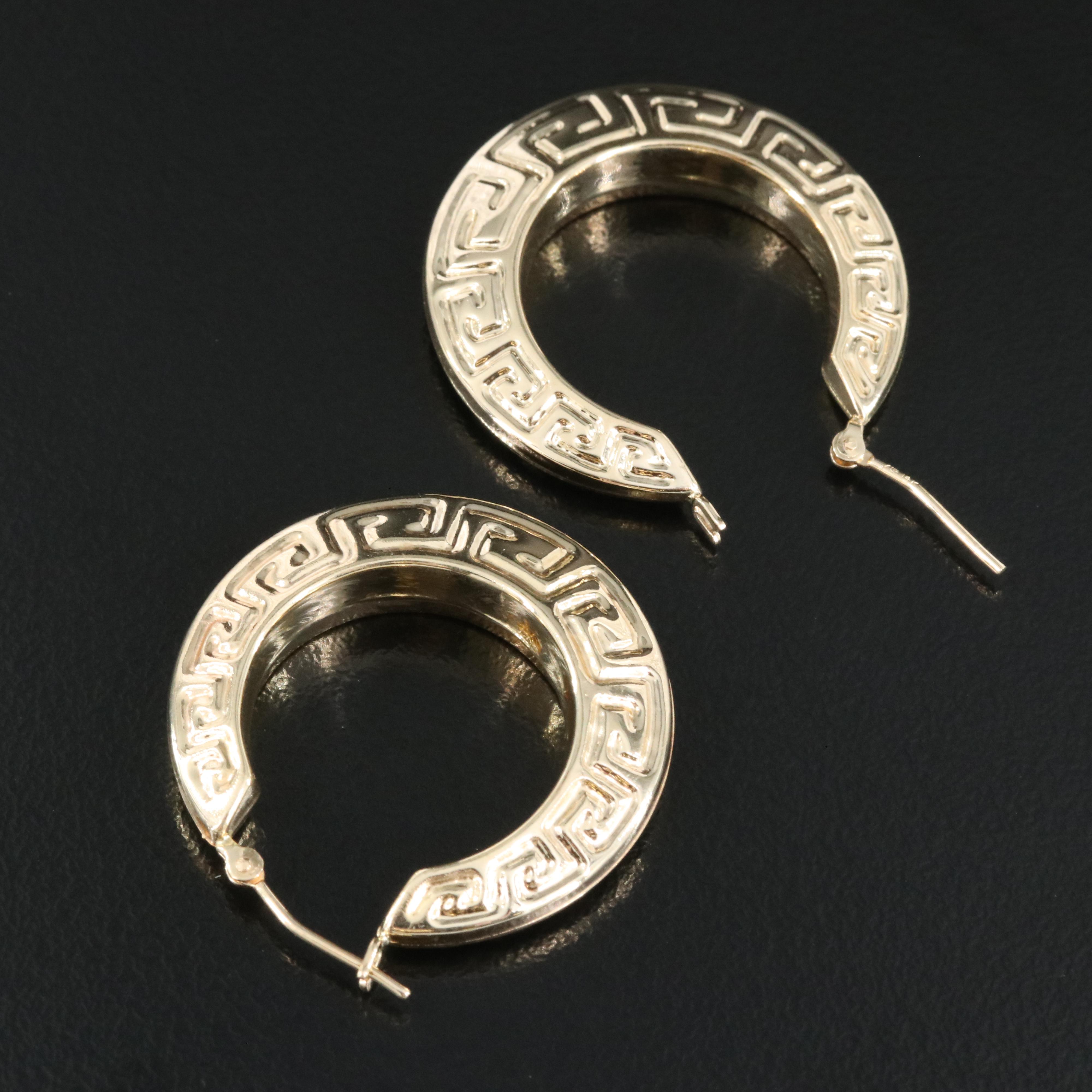 Michael Anthonty 14K Greek Key Hoop Earrings